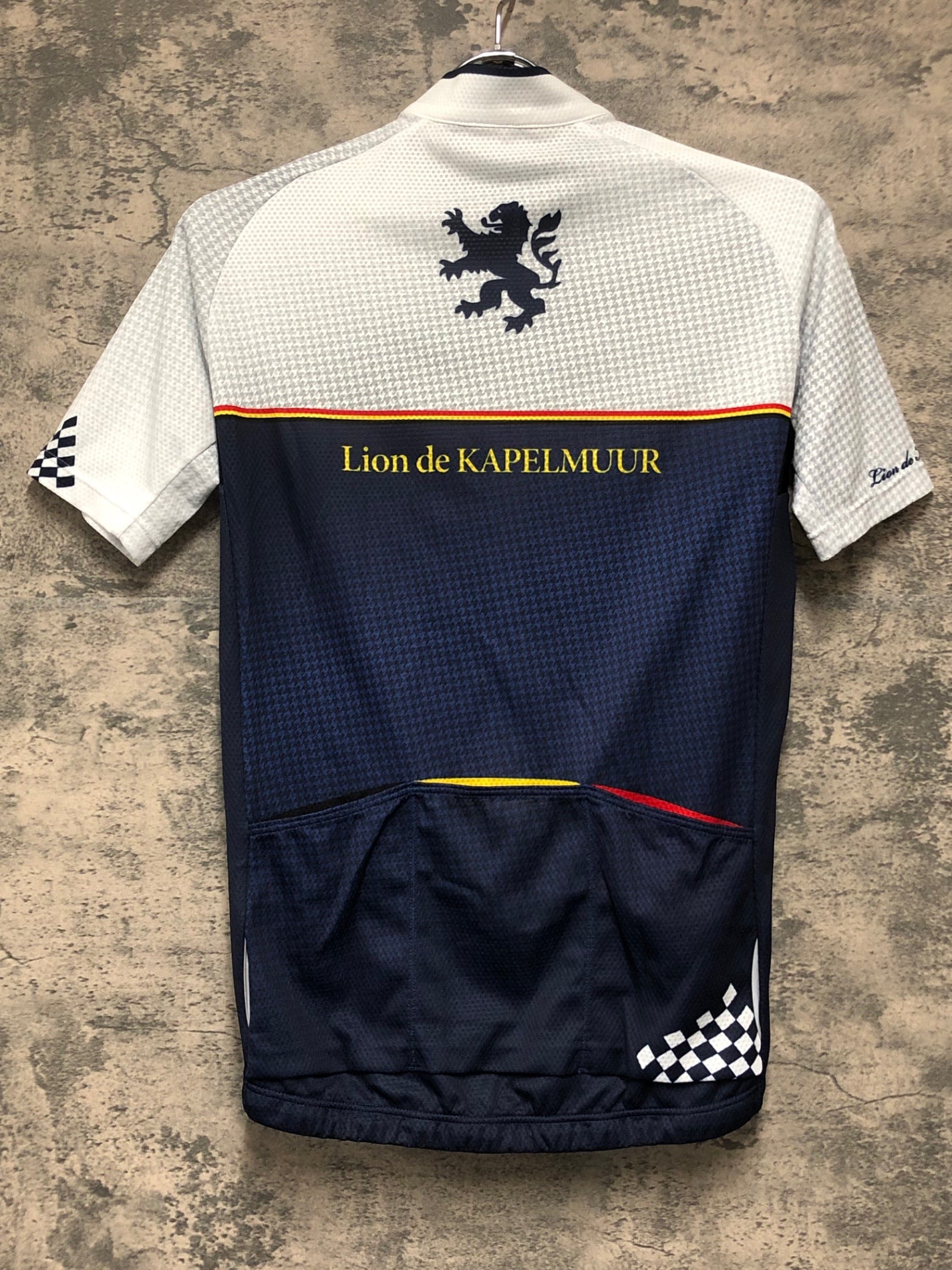 JD070 リオンドカペルミュール Lion de KAPELMUUR 半袖 サイクルジャージ 白 紺 L