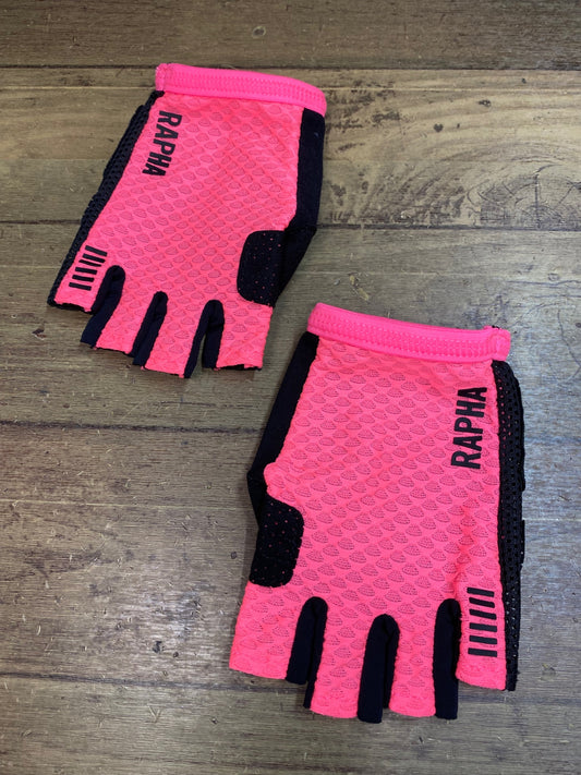 JB098 ラファ Rapha PRO TEAM MITTS 指切り グローブ 黒 ピンク L