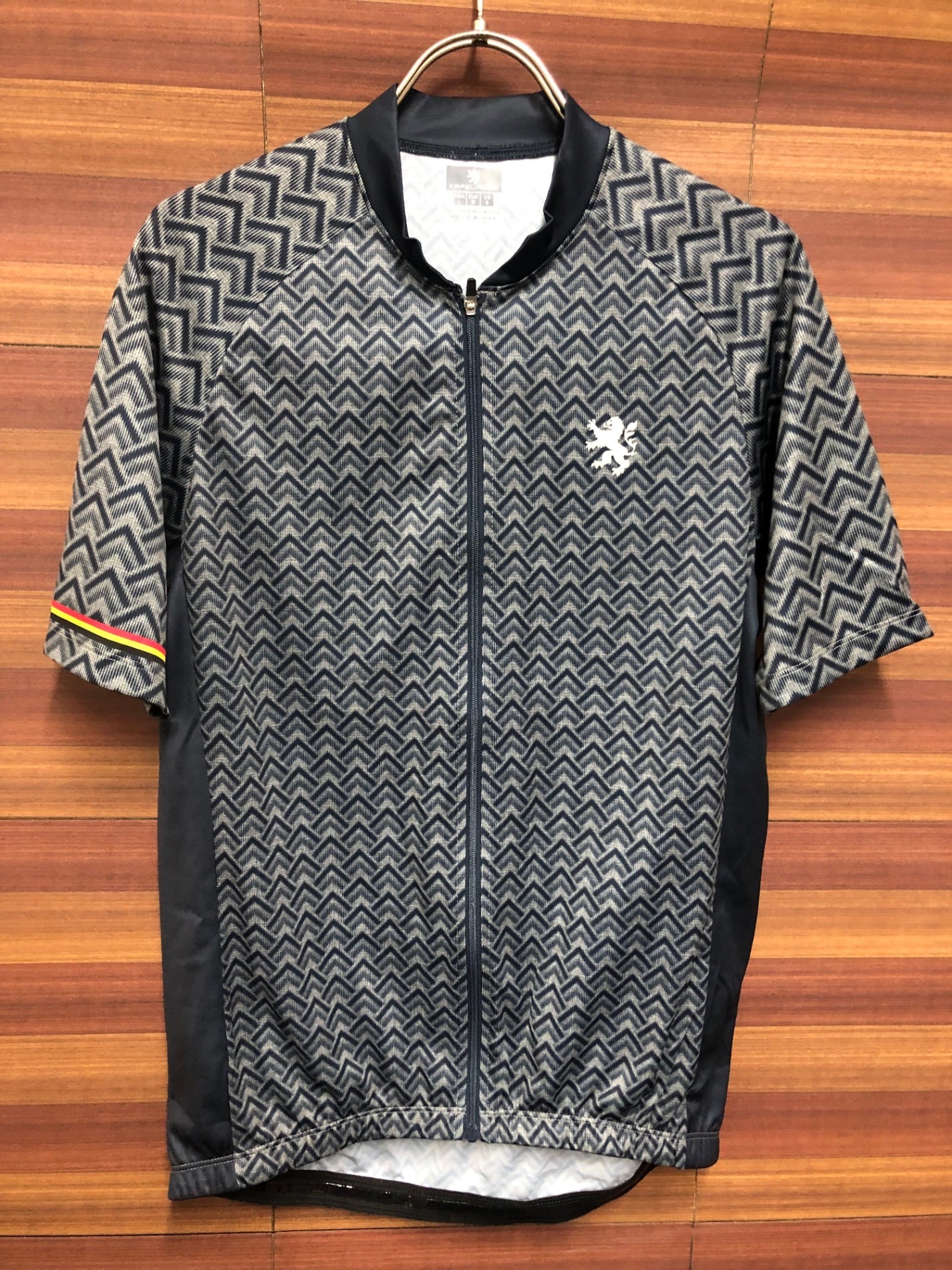 IT188 カペルミュール KAPELMUUR 半袖 サイクルジャージ 紺 グレー ヘリンボーン柄 L