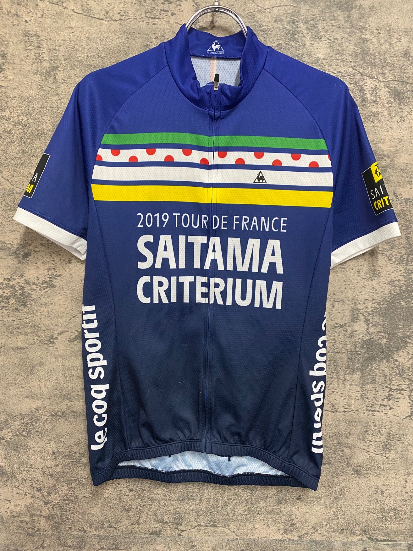 IV588 ルコックスポルティフ le coq sportif 半袖サイクルジャージ 青 L SAITAMA CRITERIUM