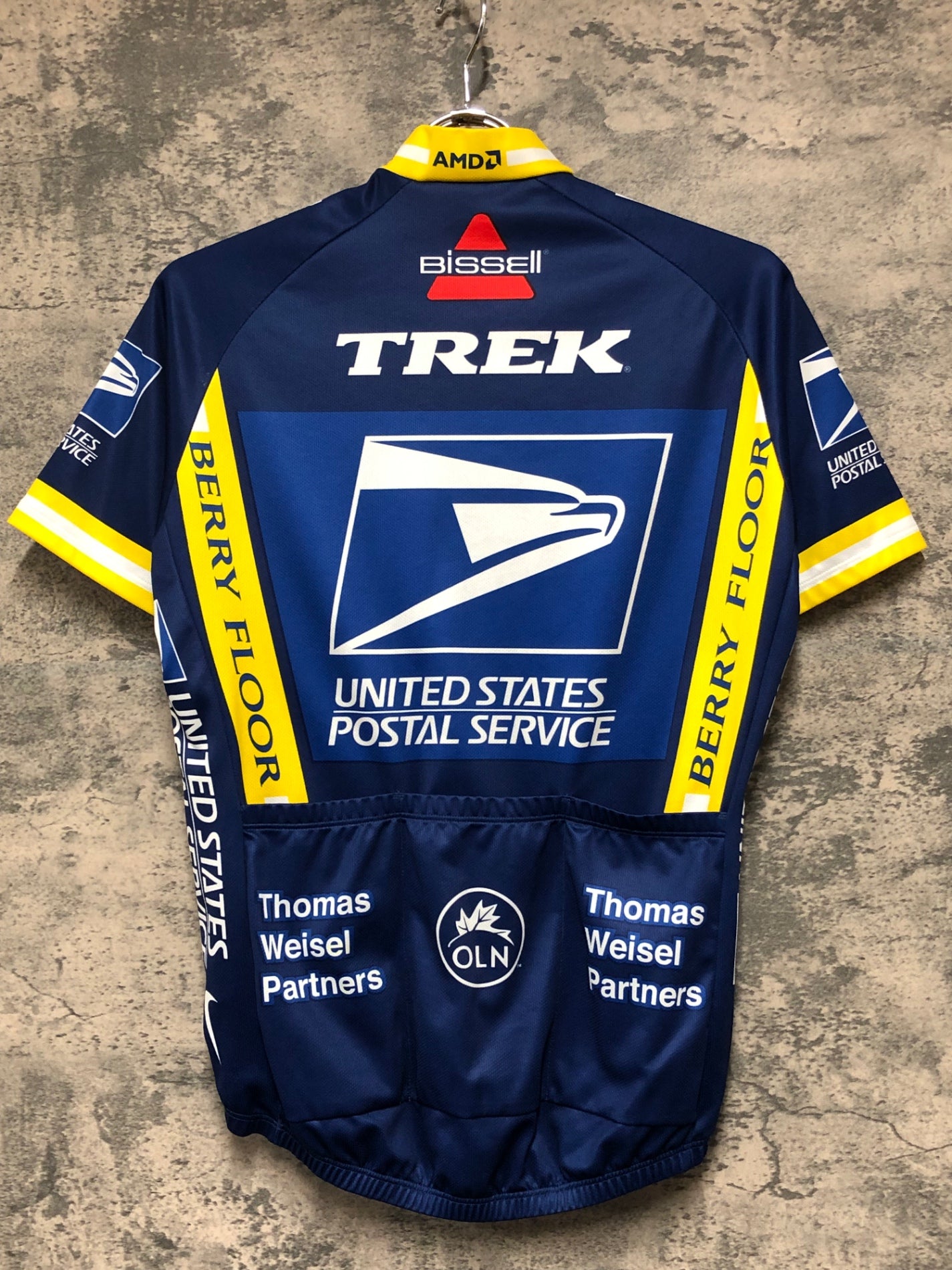 JC343 ナイキ NIKE トレック TREK UNITED STATES POSTAL SERVICE 半袖 サイクルジャージ 紺黄 S