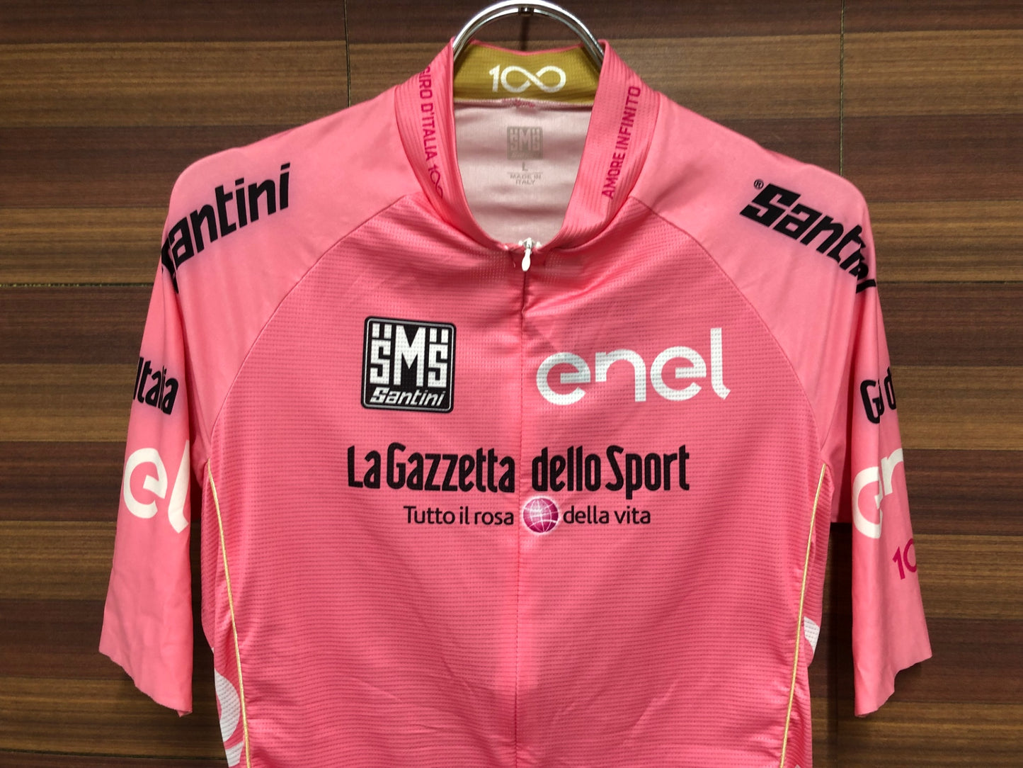 IP956 サンティーニ Santini 半袖 サイクルジャージ ピンク L ハーフジップ Giro d'Italia