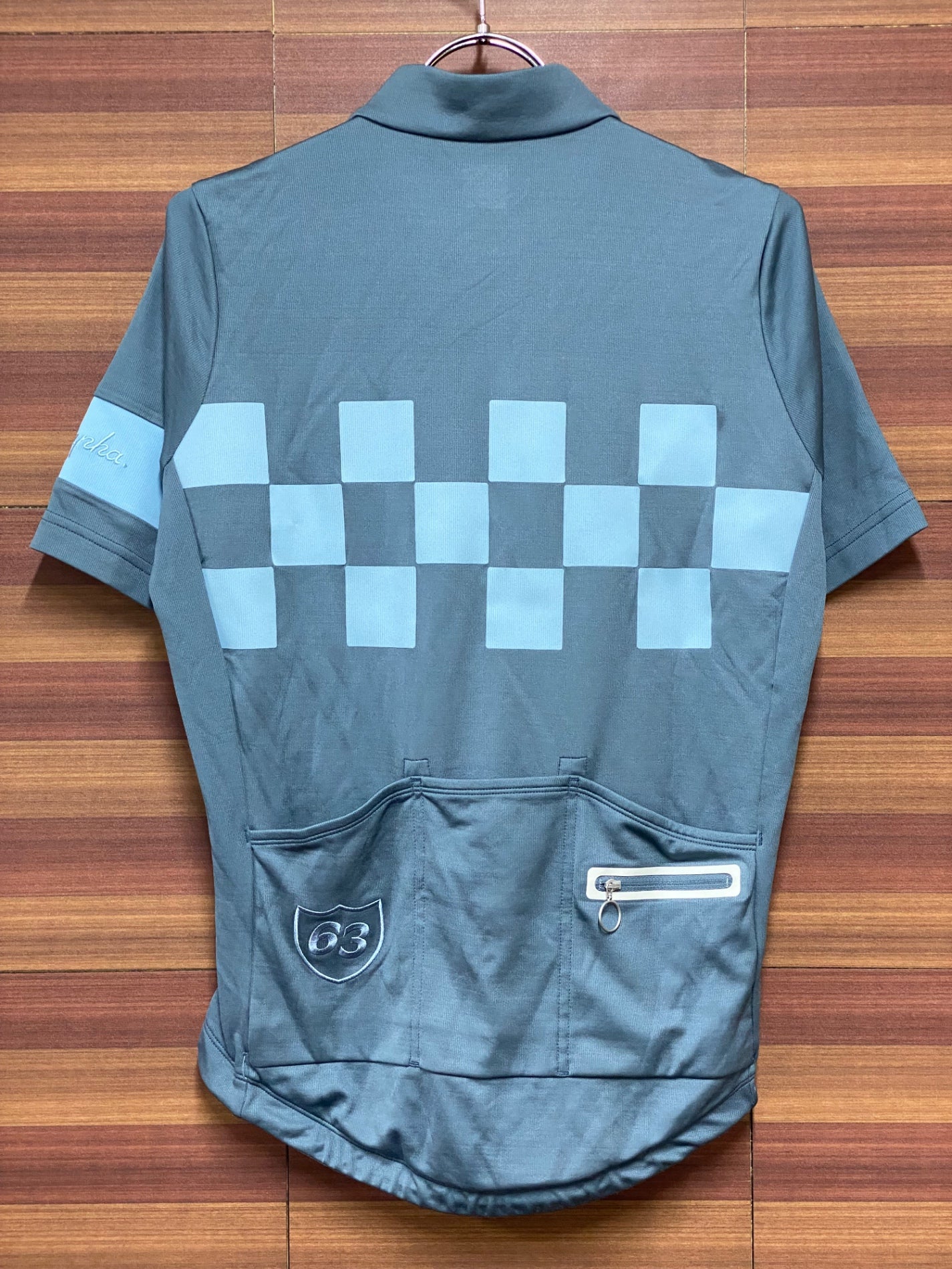 II615 ラファ Rapha CHECK JERSEY 半袖 サイクルジャージ グレーブルー S