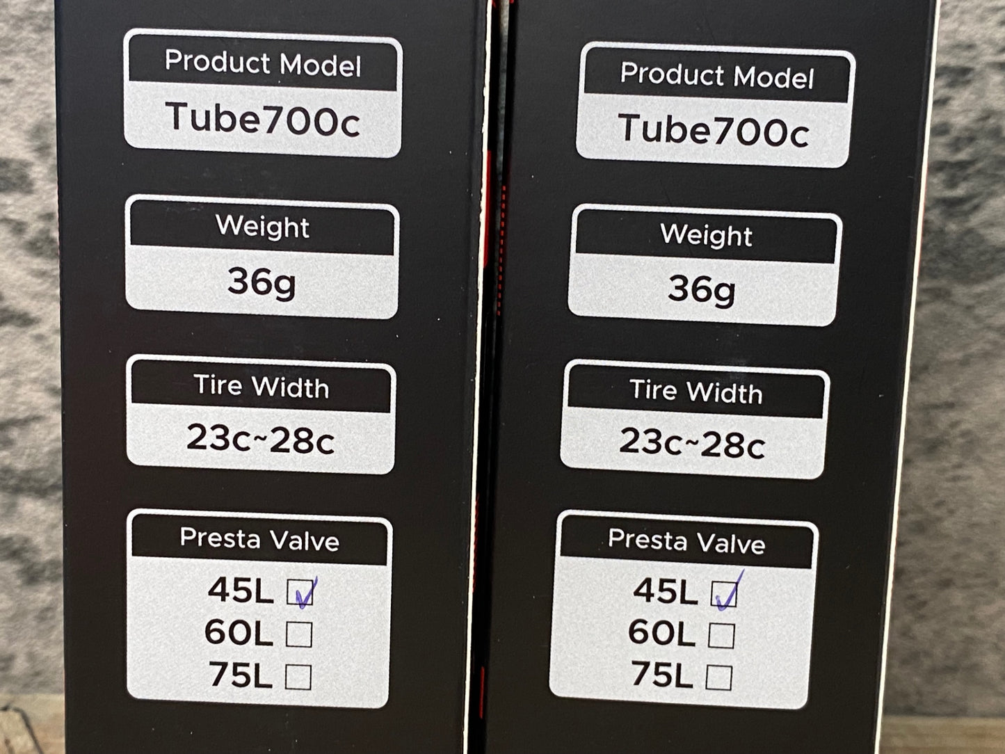 JB411 EXAR TPUチューブ 700C 23～28C バルブ長45mm セット