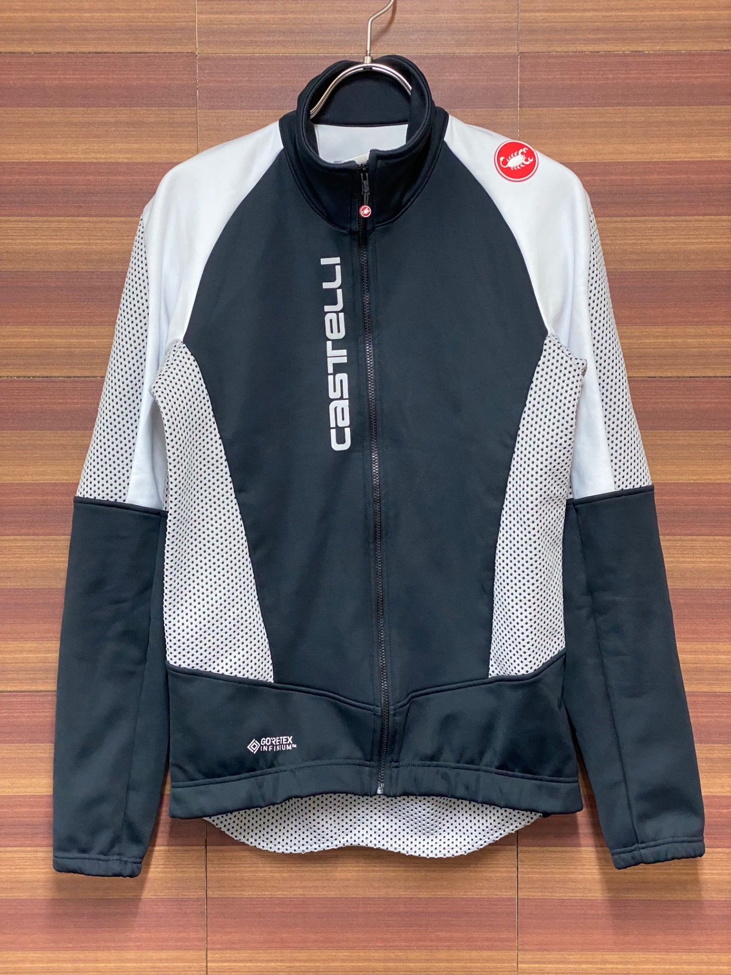 IH375 カステリ CASTELLI 長袖 サイクルジャケット 黒/白 L 裏起毛 中厚