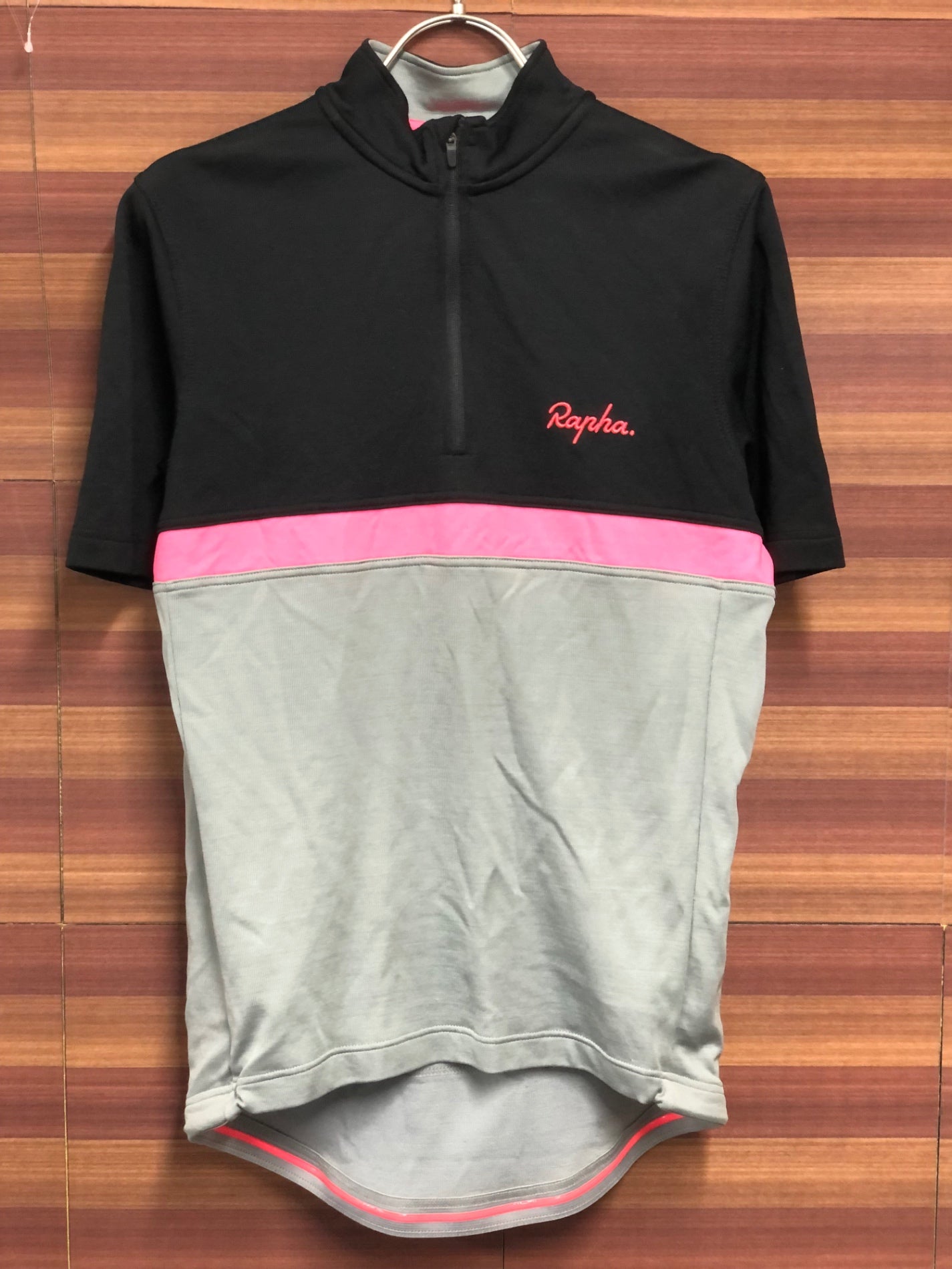 IO652 ラファ Rapha CLUB ハーフジップ 半袖 サイクルジャージ M ブラック グレー