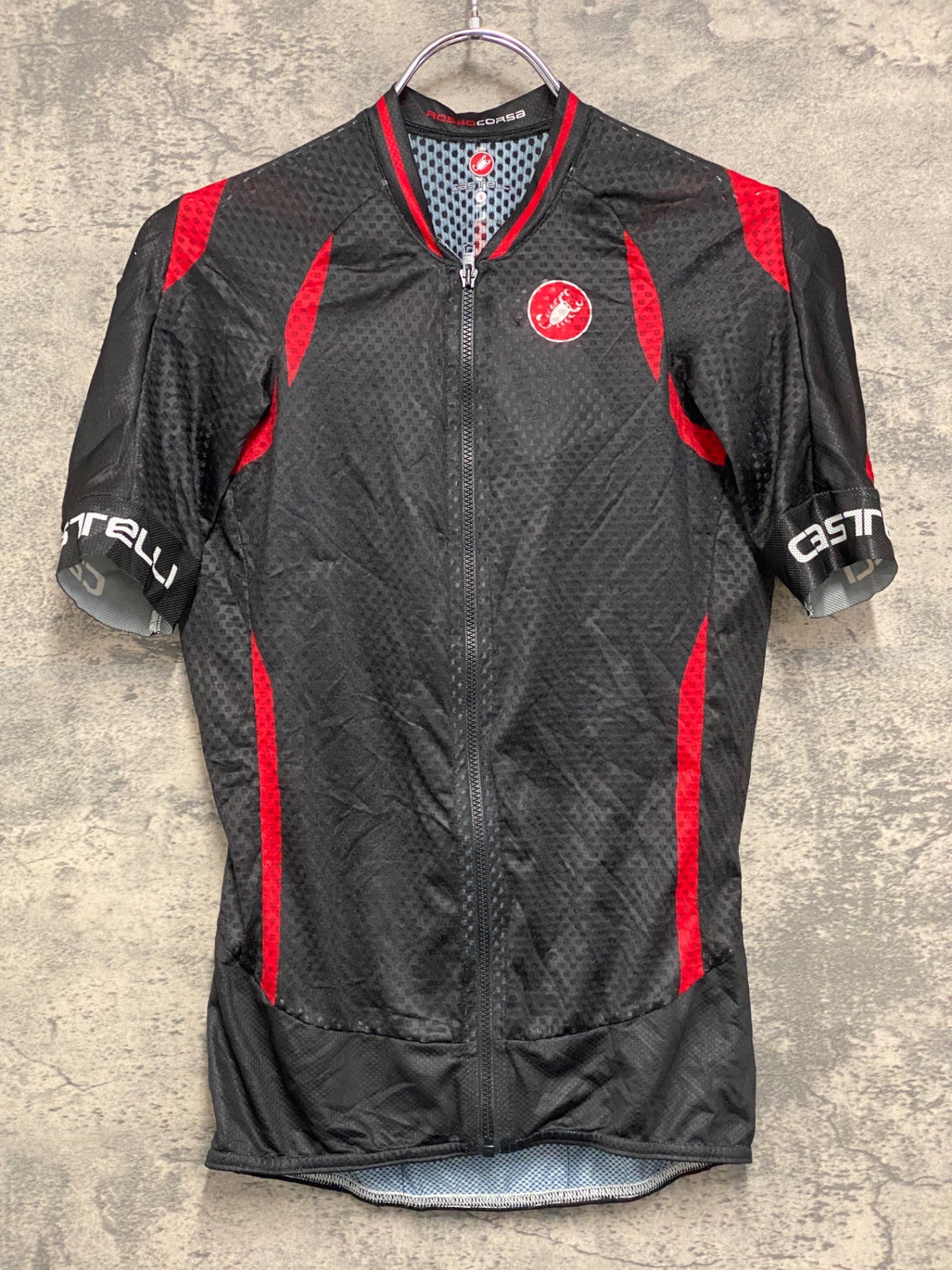 IZ472 カステリ CASTELLI ROSSOCORSA 半袖 サイクルジャージ 黒 赤 S