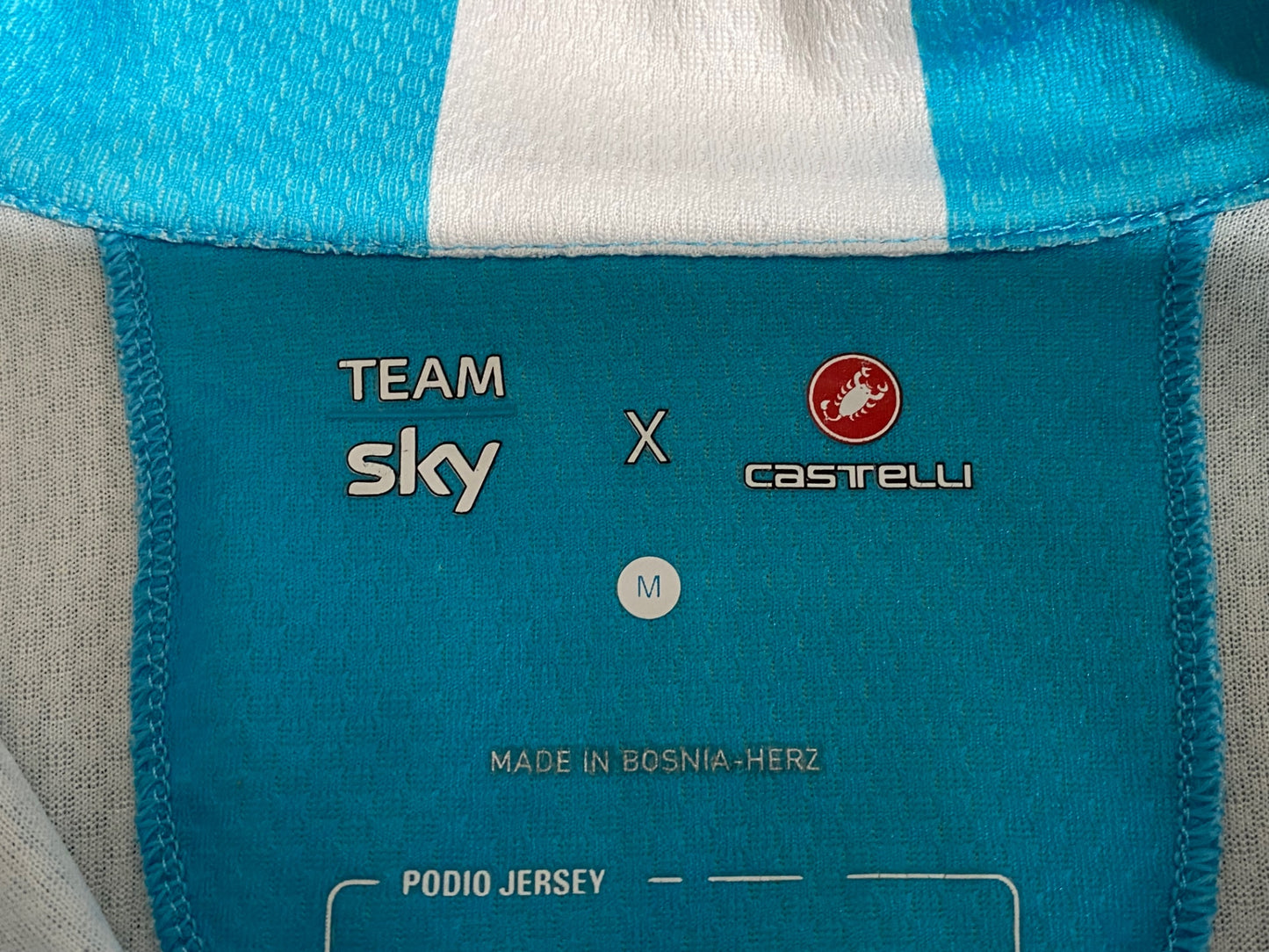JC802 カステリ CASTELLI PODIO JERSEY 半袖 サイクルジャージ 白 水色 M TEAM sky