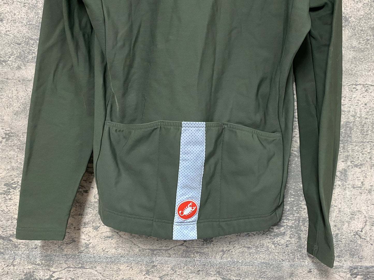 IZ059 カステリ CASTELLI 長袖 サイクルジャージ 緑 L 裏起毛 ※起毛擦