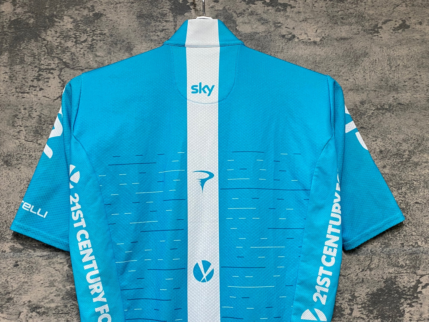 JC802 カステリ CASTELLI PODIO JERSEY 半袖 サイクルジャージ 白 水色 M TEAM sky