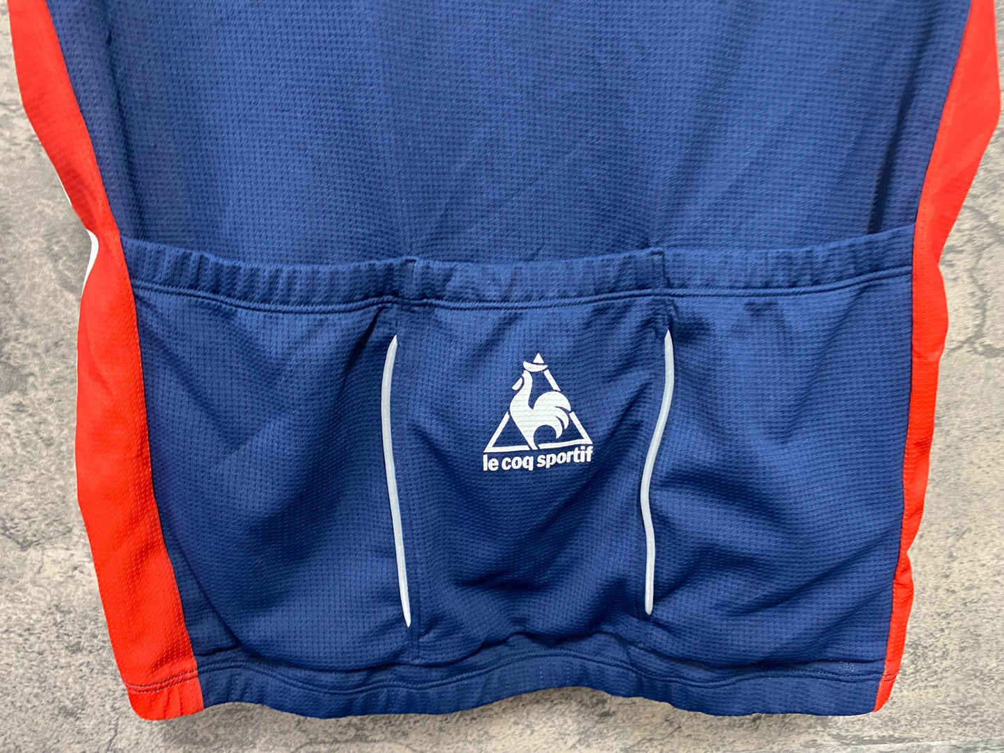 JD388 ルコックスポルティフ le coq sportif 半袖 サイクルジャージ 赤 紺 白 O