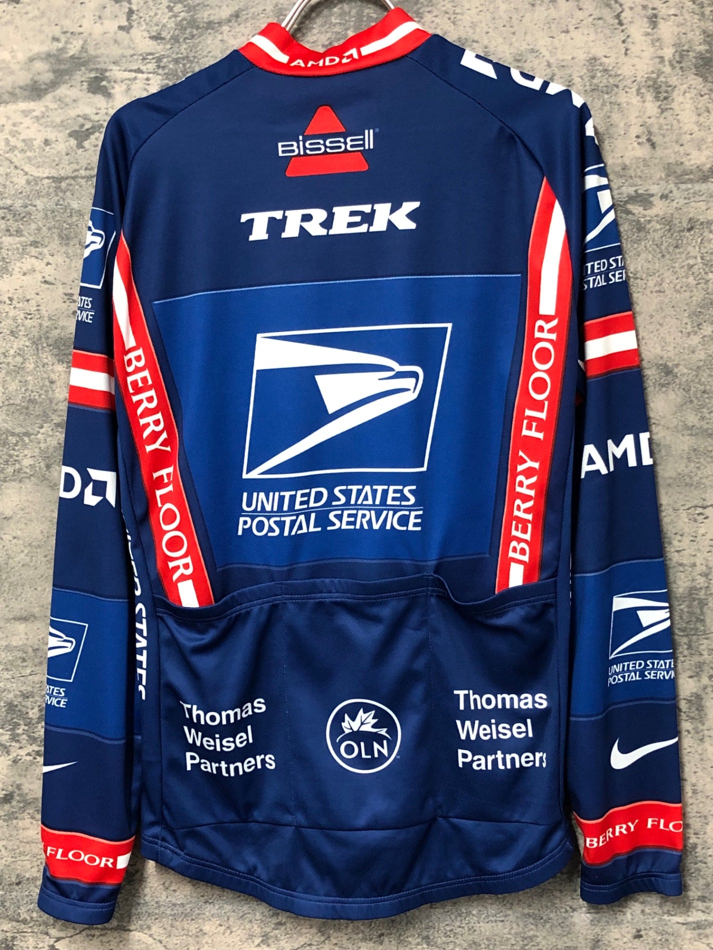 JC345 ナイキ NIKE トレック TREK UNITED STATES POSTAL SERVICE 長袖 サイクルジャージ 紺赤 S