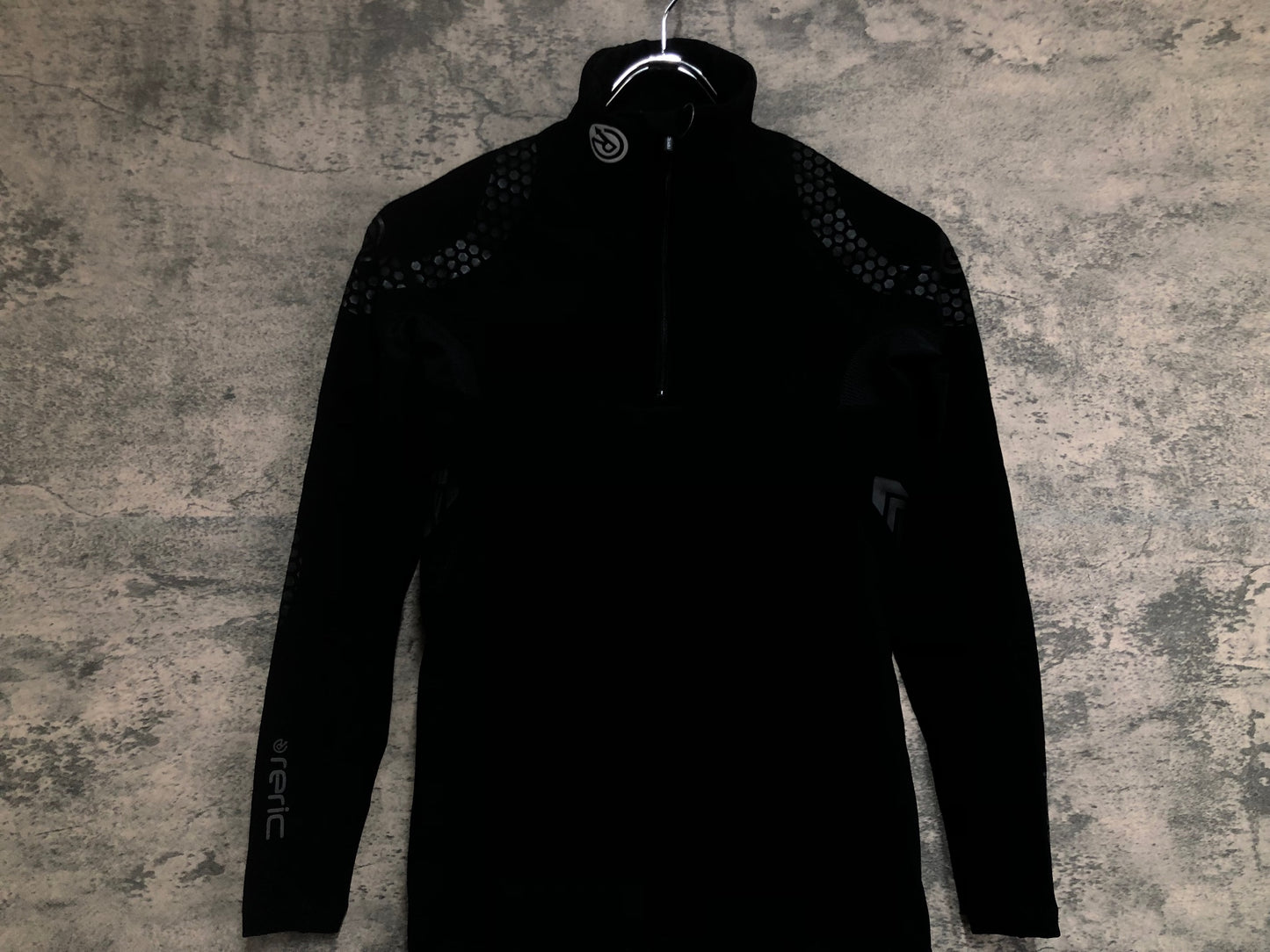 IX040 レリック reric 長袖 ミドルレイヤー 黒 S 裏起毛 ハーフジップ