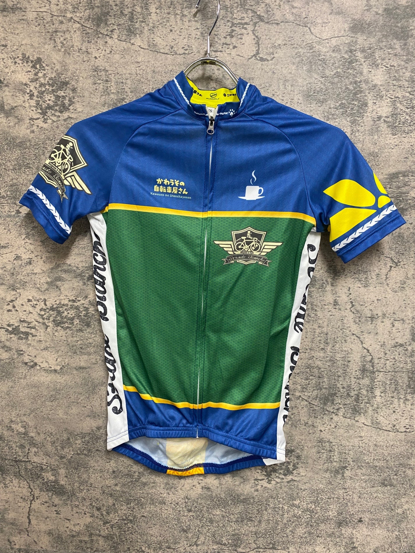 JD263 サンボルト SUNVOLT 半袖 サイクルジャージ 青 緑 黄 XS かわうその自転車屋さん 痛ジャージ