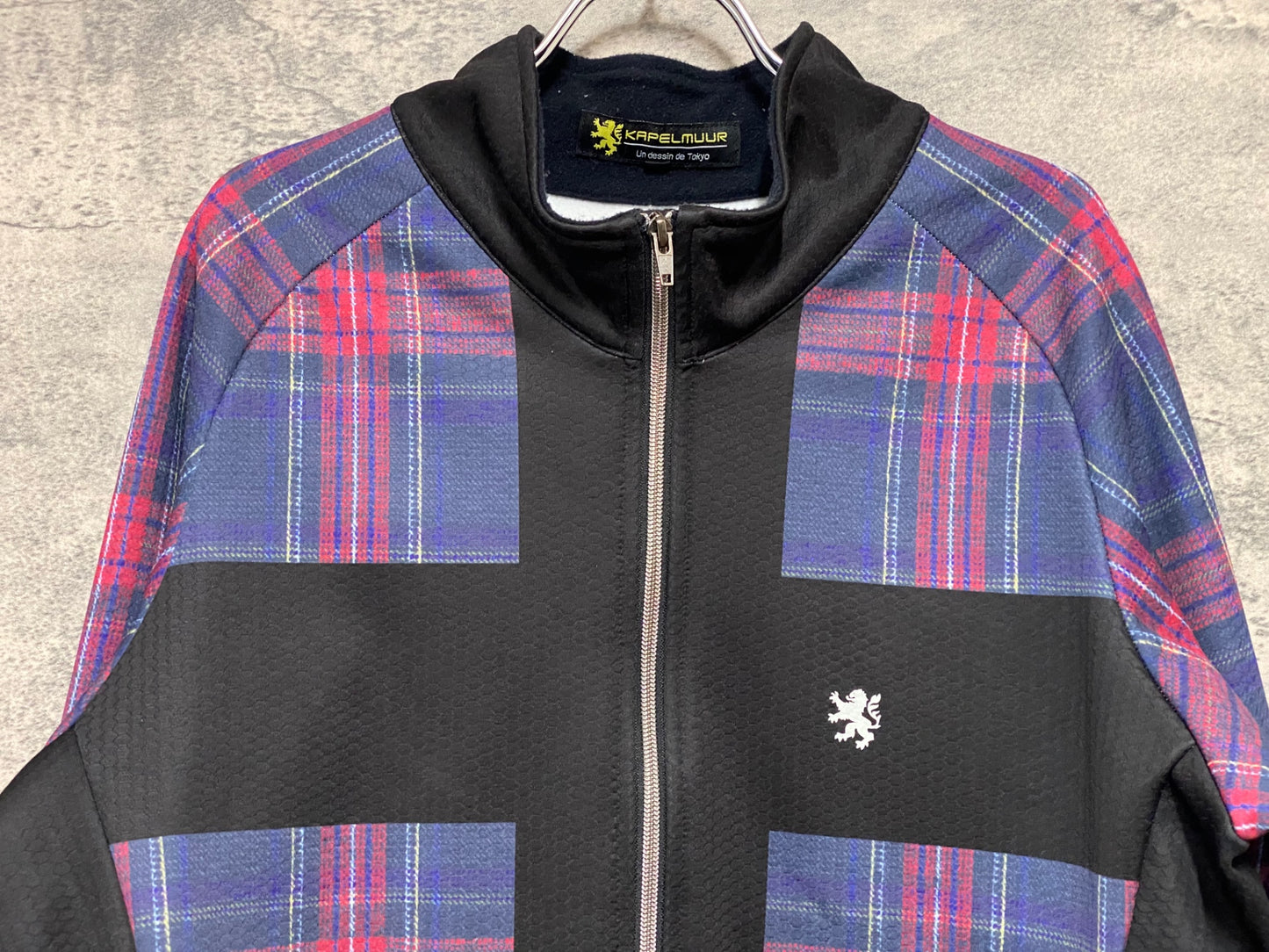 IZ853 リオンドカペルミュール Lion de KAPELMUUR 長袖 サイクルジャケット XL 裏起毛 チェック 黒