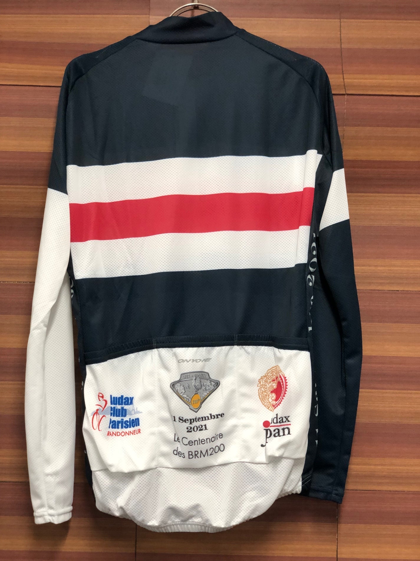 IS983 オンヨネ ONYONE 長袖 サイクルジャージ 紺 白 L Audax Japan