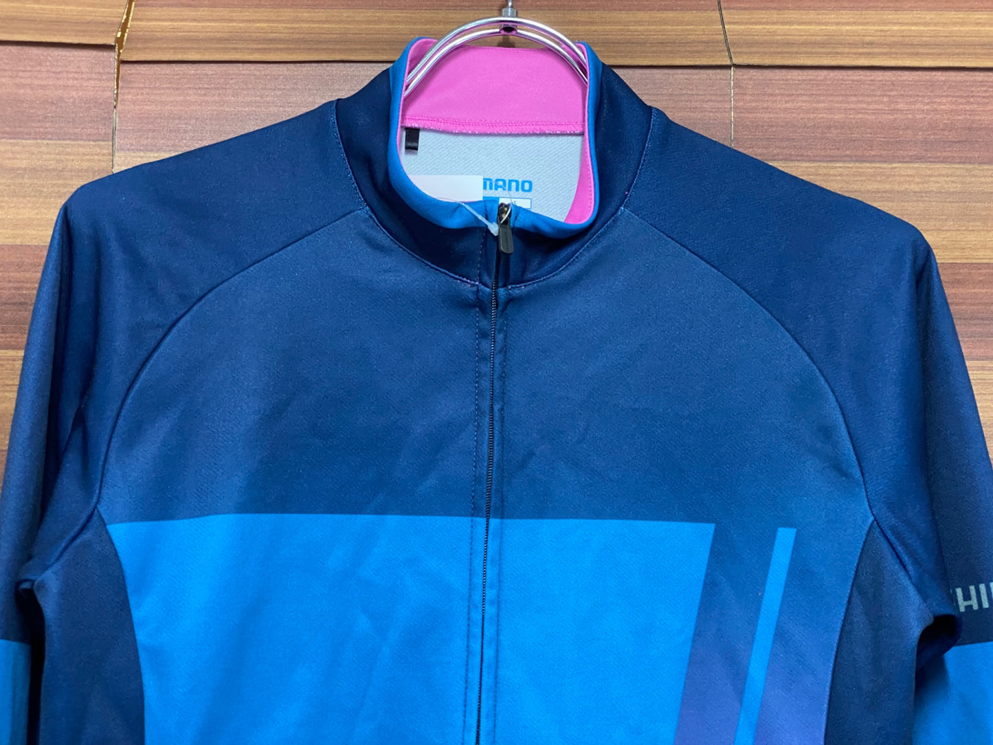 IT070 シマノ SHIMANO 長袖 サイクルジャージ 紺 紫 M 裏起毛