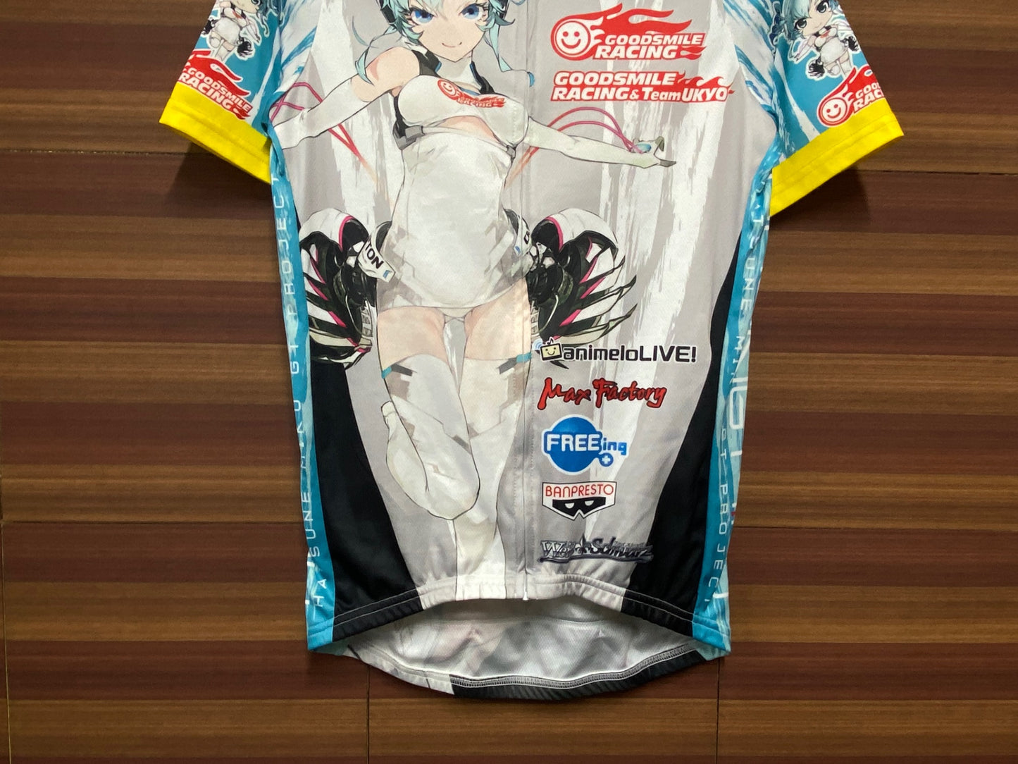 IK089 GSR Gear 半袖 サイクルジャージ 白 水 M RACING MIKU 2014Ver. 痛ジャージ