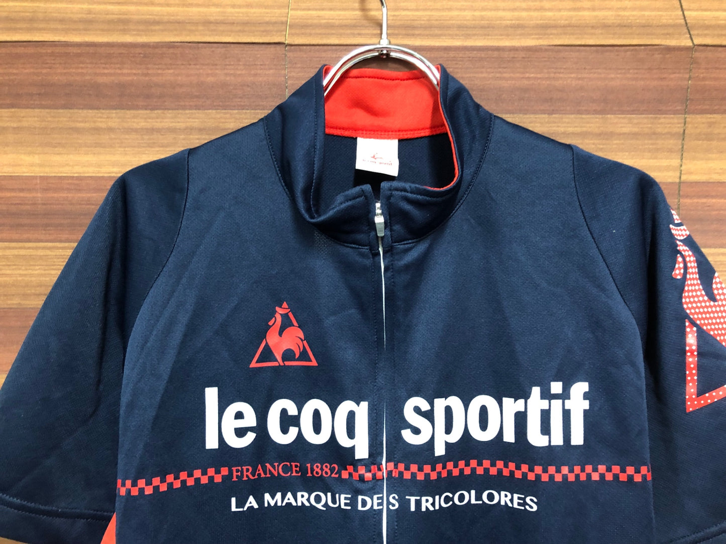 IM212 ルコックスポルティフ le coq sportif 半袖 サイクルジャージ 紺 赤 O