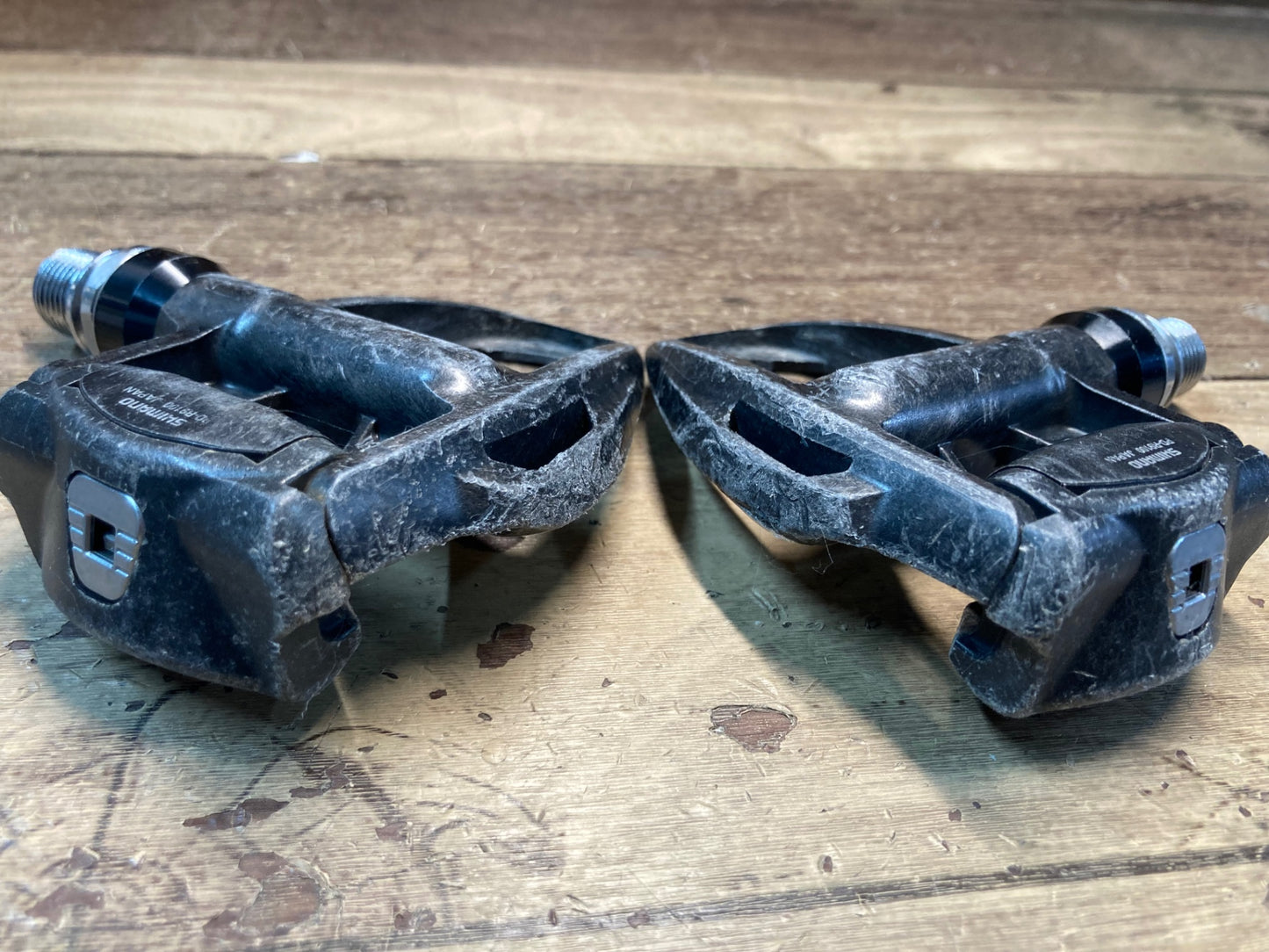 IM591 シマノ SHIMANO デュラエース DURA-ACE PD-R9100 ビンディングペダル SPD-SL ※シャフトのガタ 金属プレート再接着跡