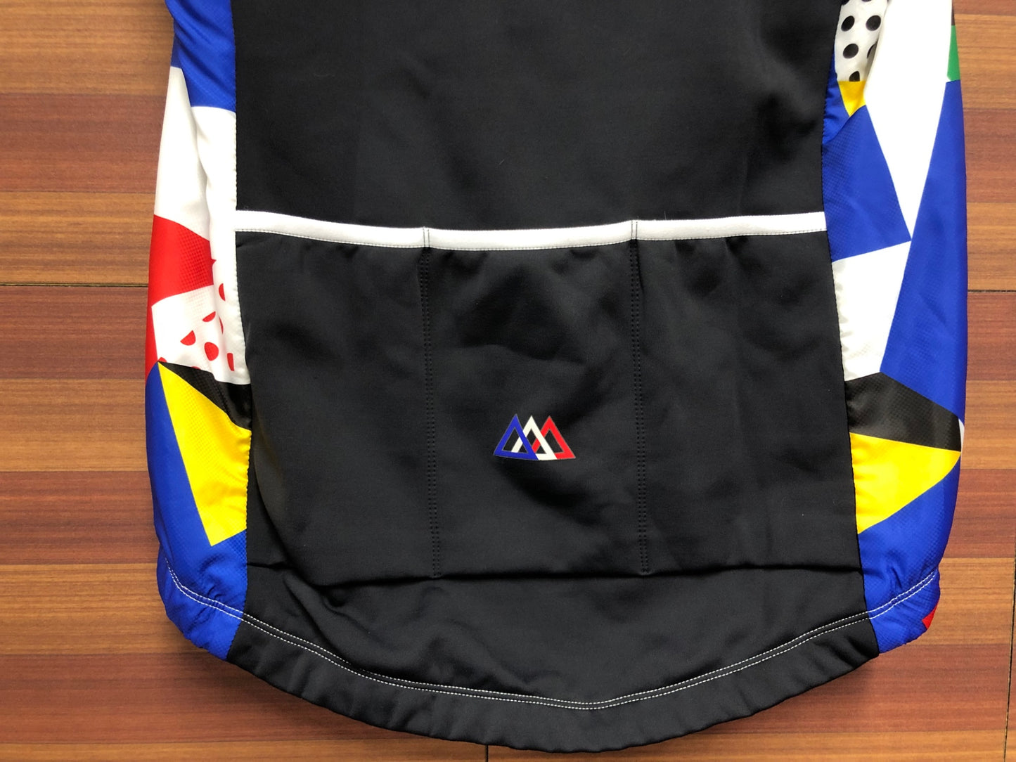 IO075 ルコックスポルティフ le coq sportif サイクルベスト ジレ 白 青 赤 黄 総柄 L 裏起毛