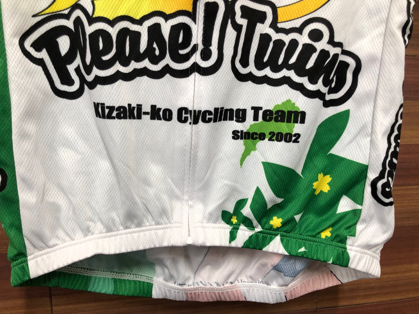 IS978 ウェイブワン WAVE ONE 半袖 サイクルジャージ 白 緑 L おねがい☆ツインズ 小野寺樺恋 痛ジャージ