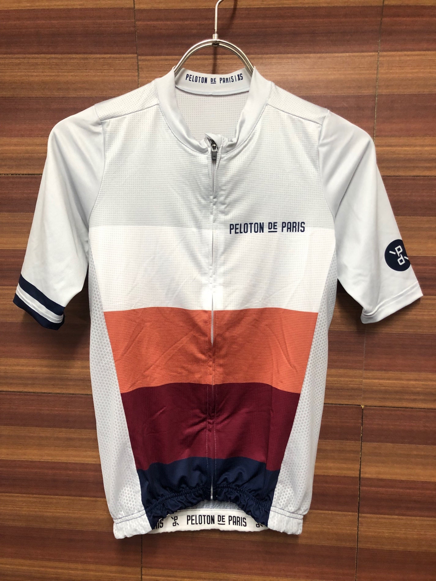 IQ752 プロトンドパリ PELOTON DE PARIS 半袖 サイクルジャージ 白 オレンジ 赤 XS