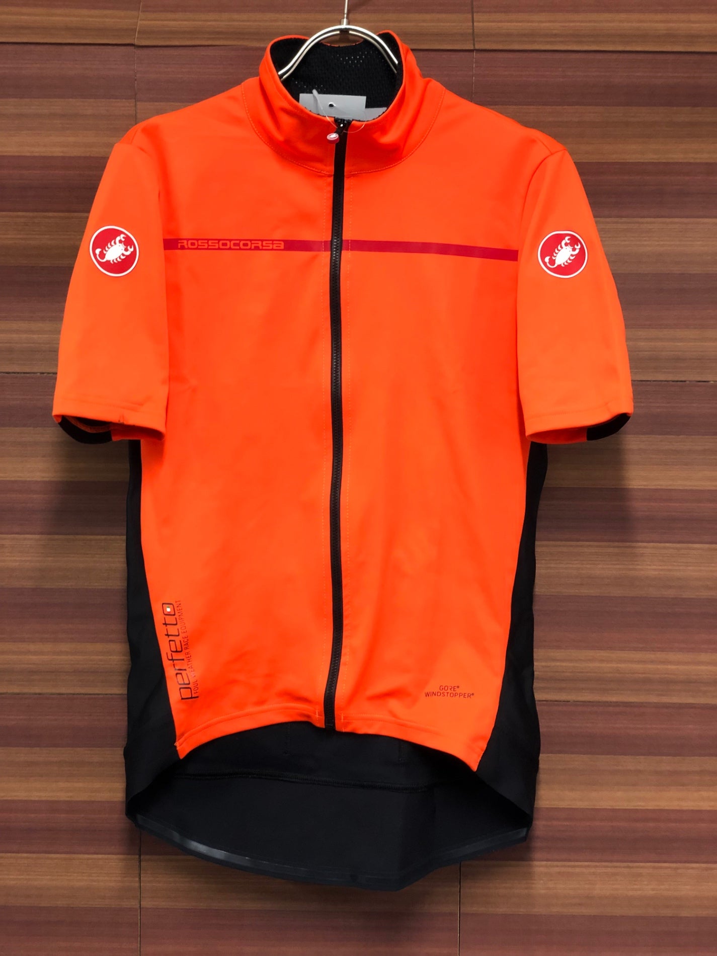 IS294 カステリ CASTELLI ROSSOCORSA perfetto 半袖 サイクルジャージ オレンジ 黒 L GORE WINDSTOPPER