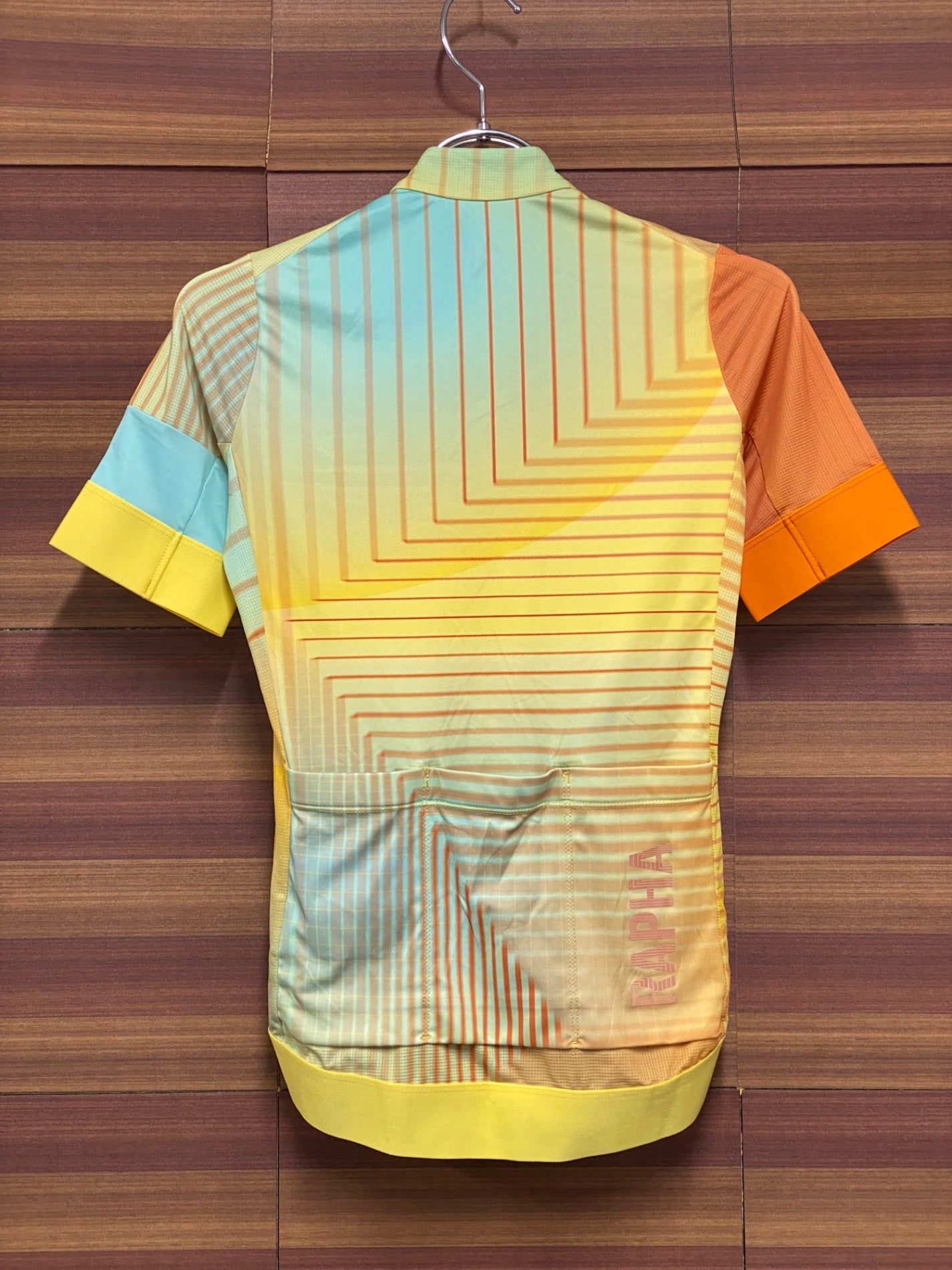 IU004 ラファ Rapha TUNNEL VISION W PT TRAINING JERSEY 半袖 サイクルジャージ 黄 総柄 XXS