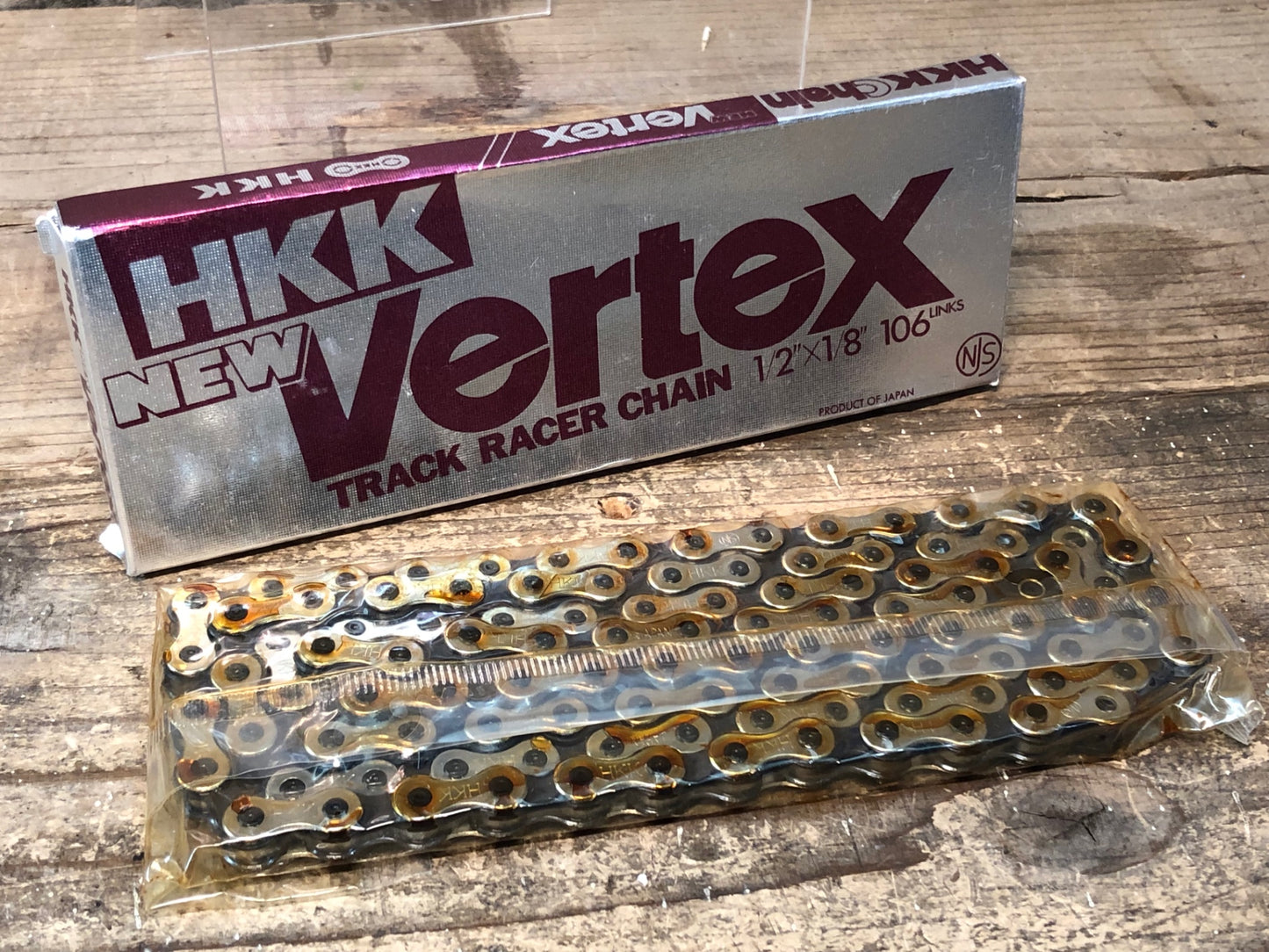 IP833 HKK Vertex TRACK RACER CHAIN 厚歯 シングル チェーン NJS トラック ピスト用 シルバーブラック