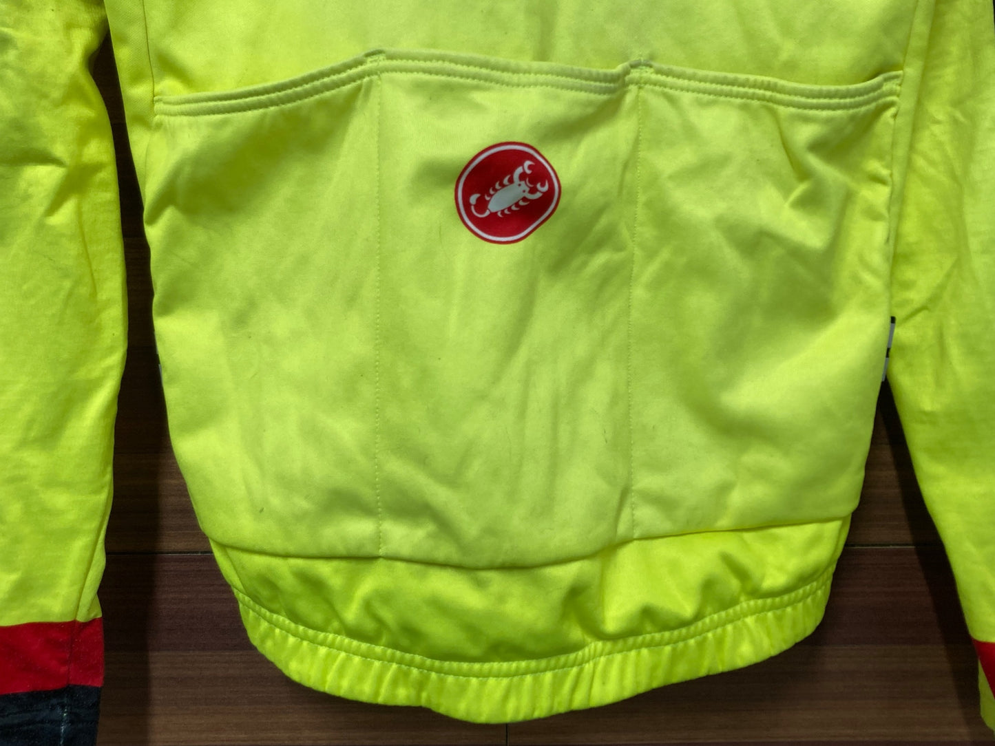 IO737 カステリ CASTELLI 長袖 サイクルジャージ 黄 S 裏起毛 ※汚れ