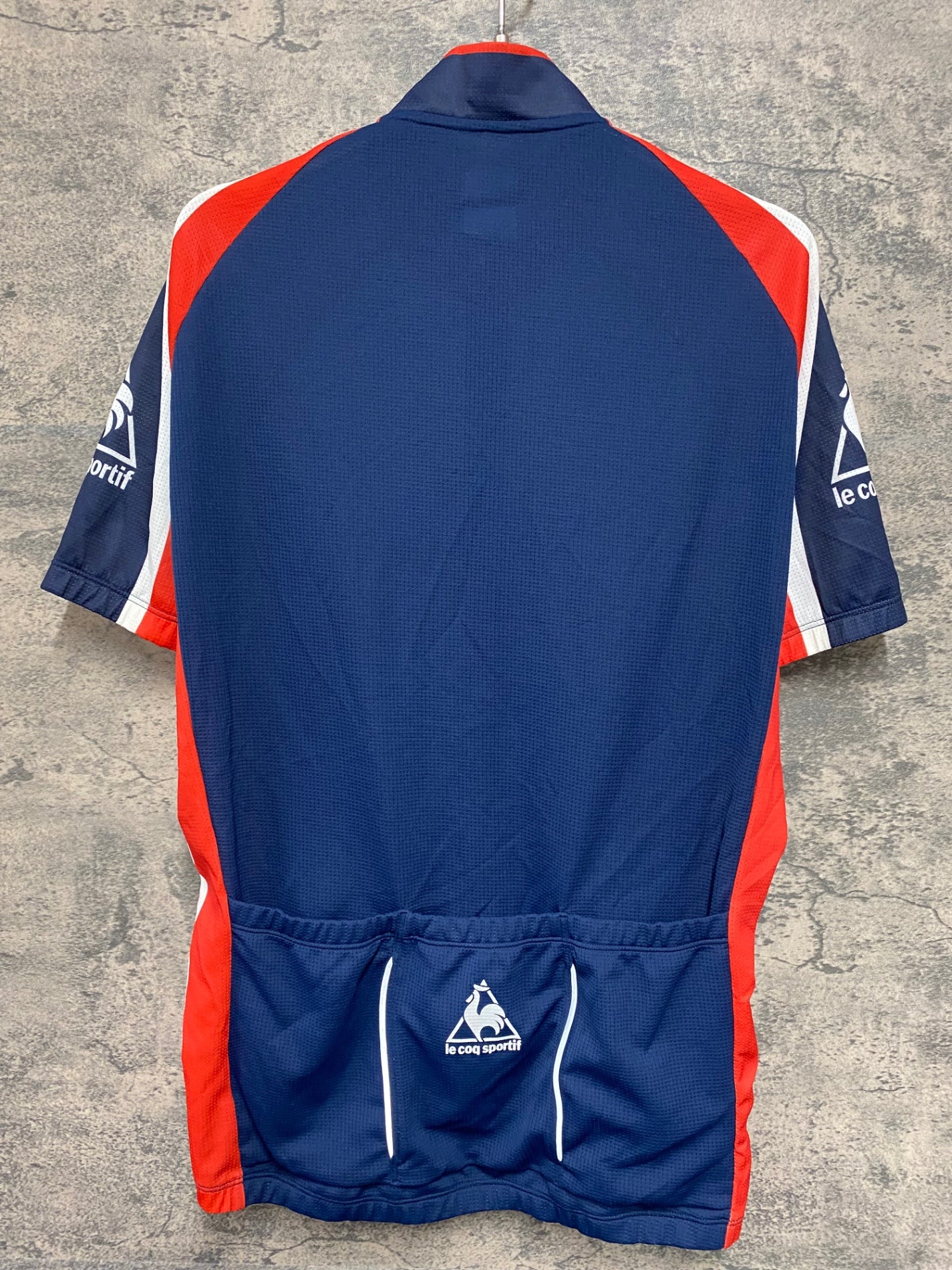 JD388 ルコックスポルティフ le coq sportif 半袖 サイクルジャージ 赤 紺 白 O