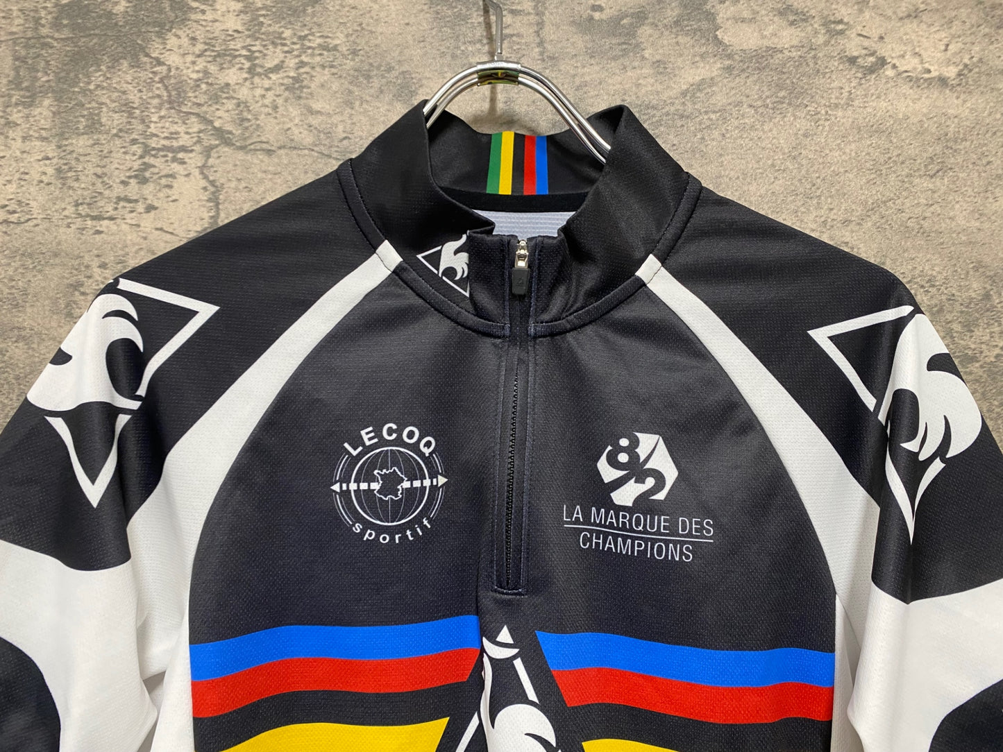 IQ036 ルコックスポルティフ le coq sportif 半袖 サイクルジャージ XL アルカンシェル ハーフジップ