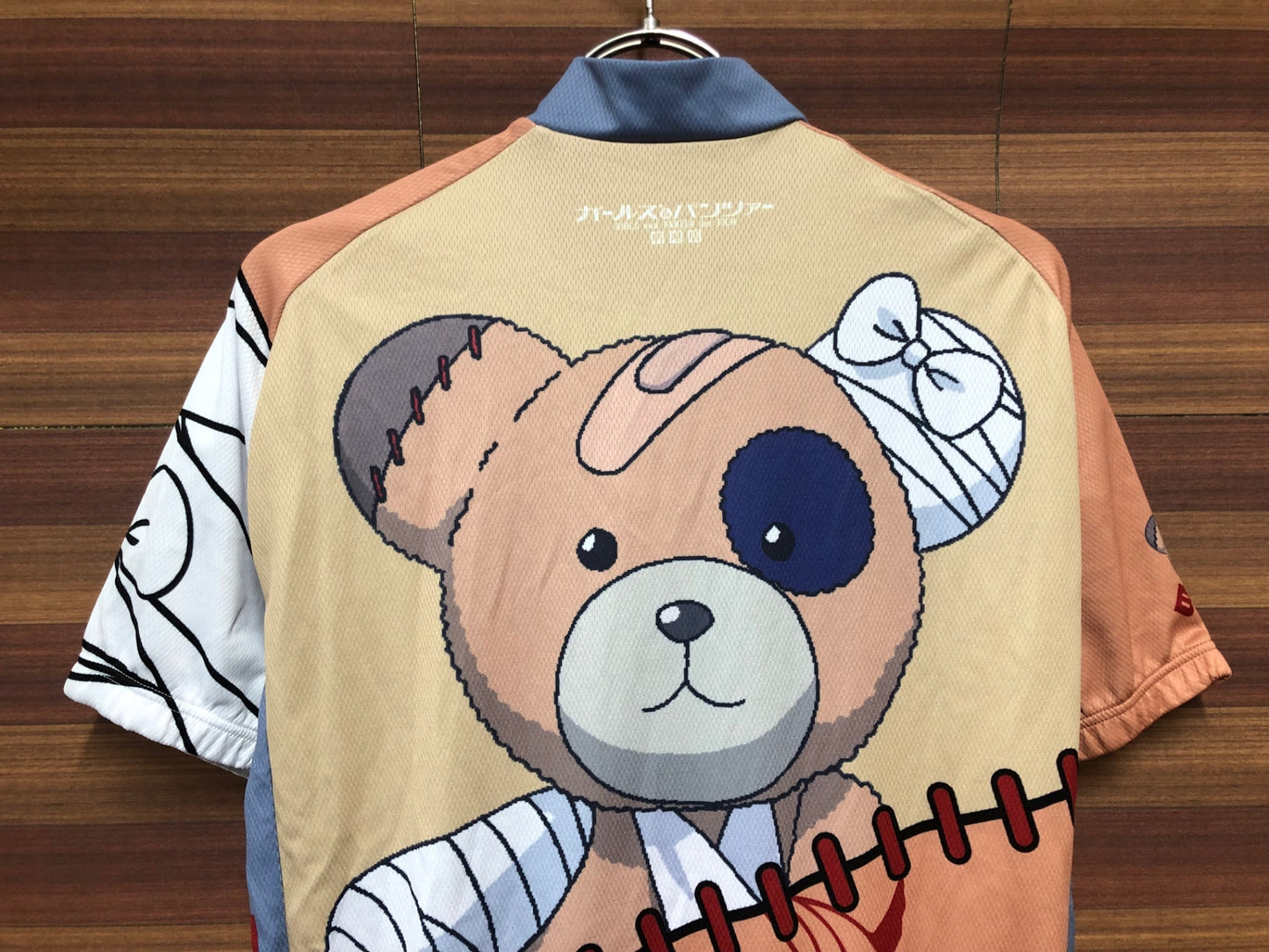 IS992 ウェイブワン WAVE ONE 半袖 サイクルジャージ 赤 レグホーン L ガールズ＆パンツァー ボコられグマのボコ 痛ジャージ