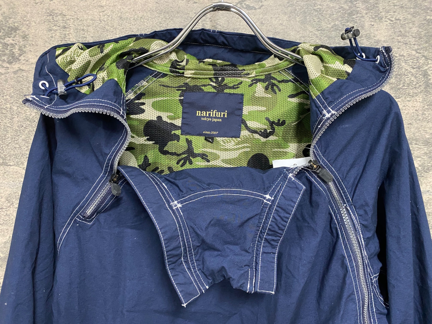 JC887 ナリフリ narifuri Typewriter pull breaker サイクルジャケット 紺 XL