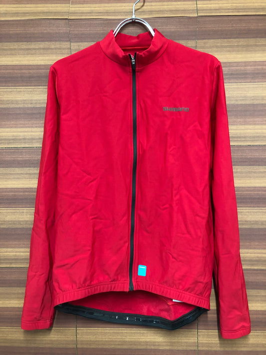 IP113 シマノ SHIMANO 長袖 サイクルジャージ 赤 黒 L 裏起毛