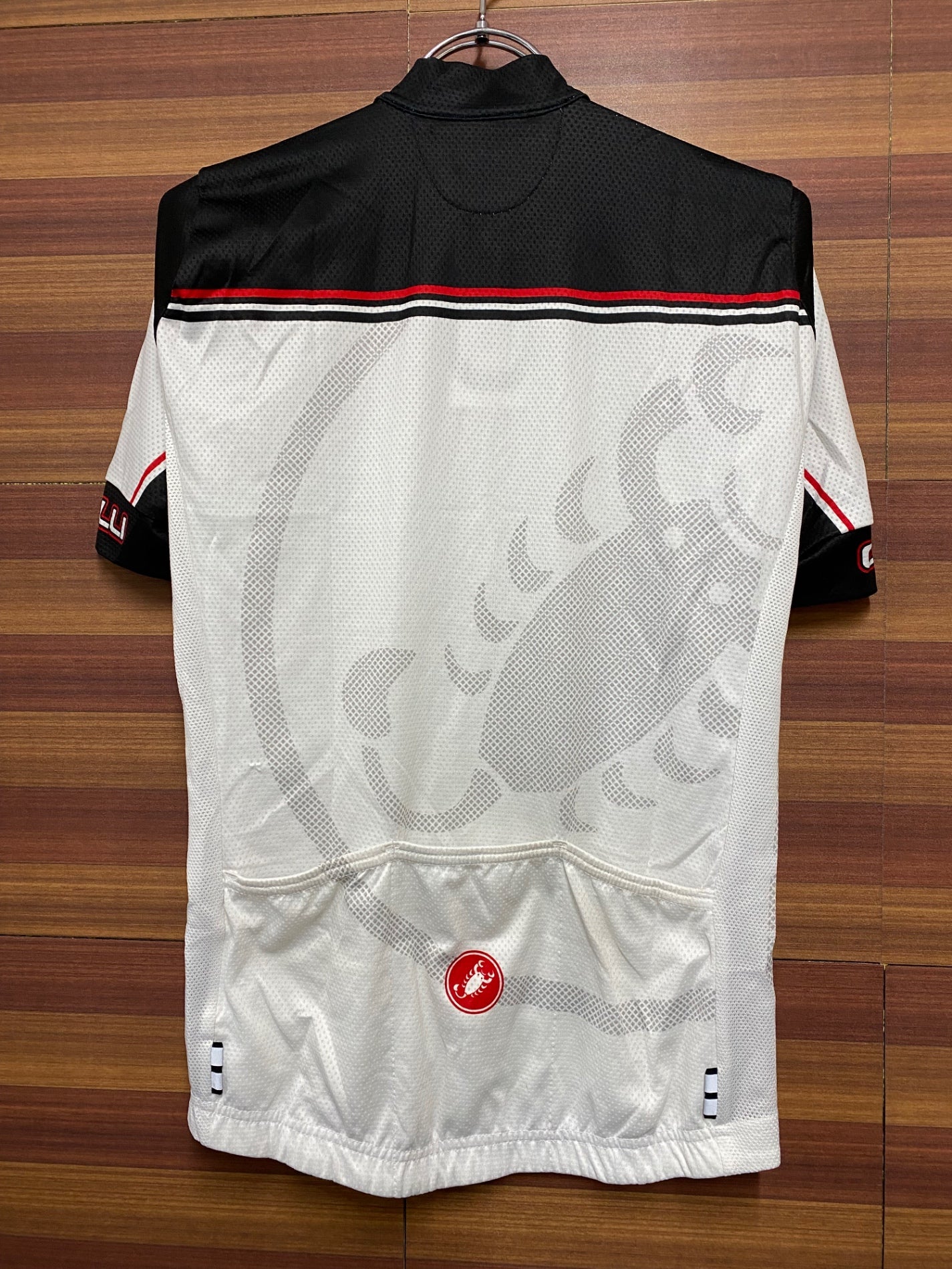 ID570 カステリ CASTELLI 半袖 サイクルジャージ 黒 白 S