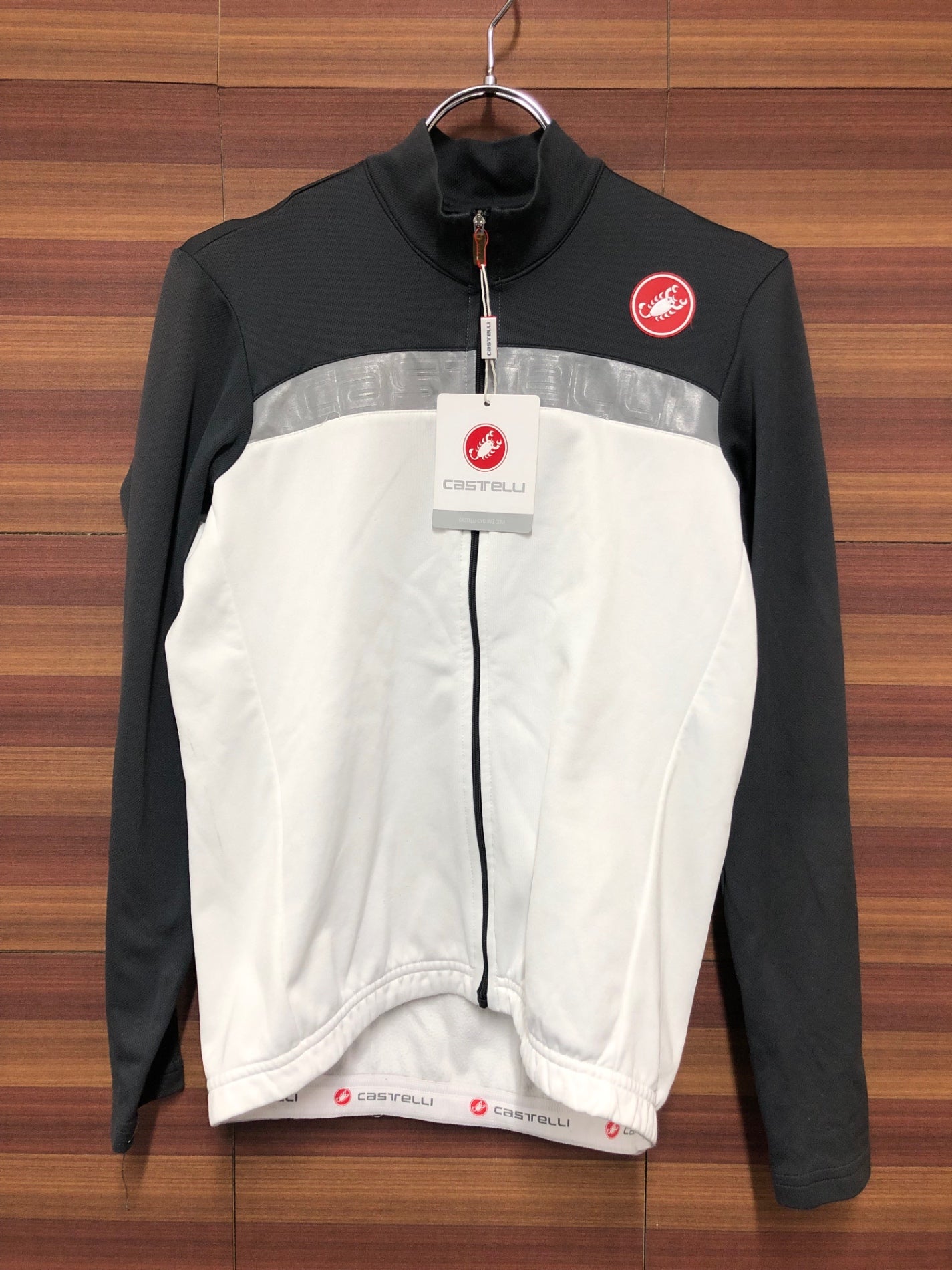 IN254 カステリ CASTELLI CRITERIUM 長袖 サイクルジャージ 裏起毛 白 Mサイズ タグ付き ※ほつれあり