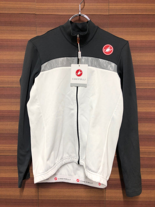 IN254 カステリ CASTELLI CRITERIUM 長袖 サイクルジャージ 裏起毛 白 Mサイズ タグ付き ※ほつれあり