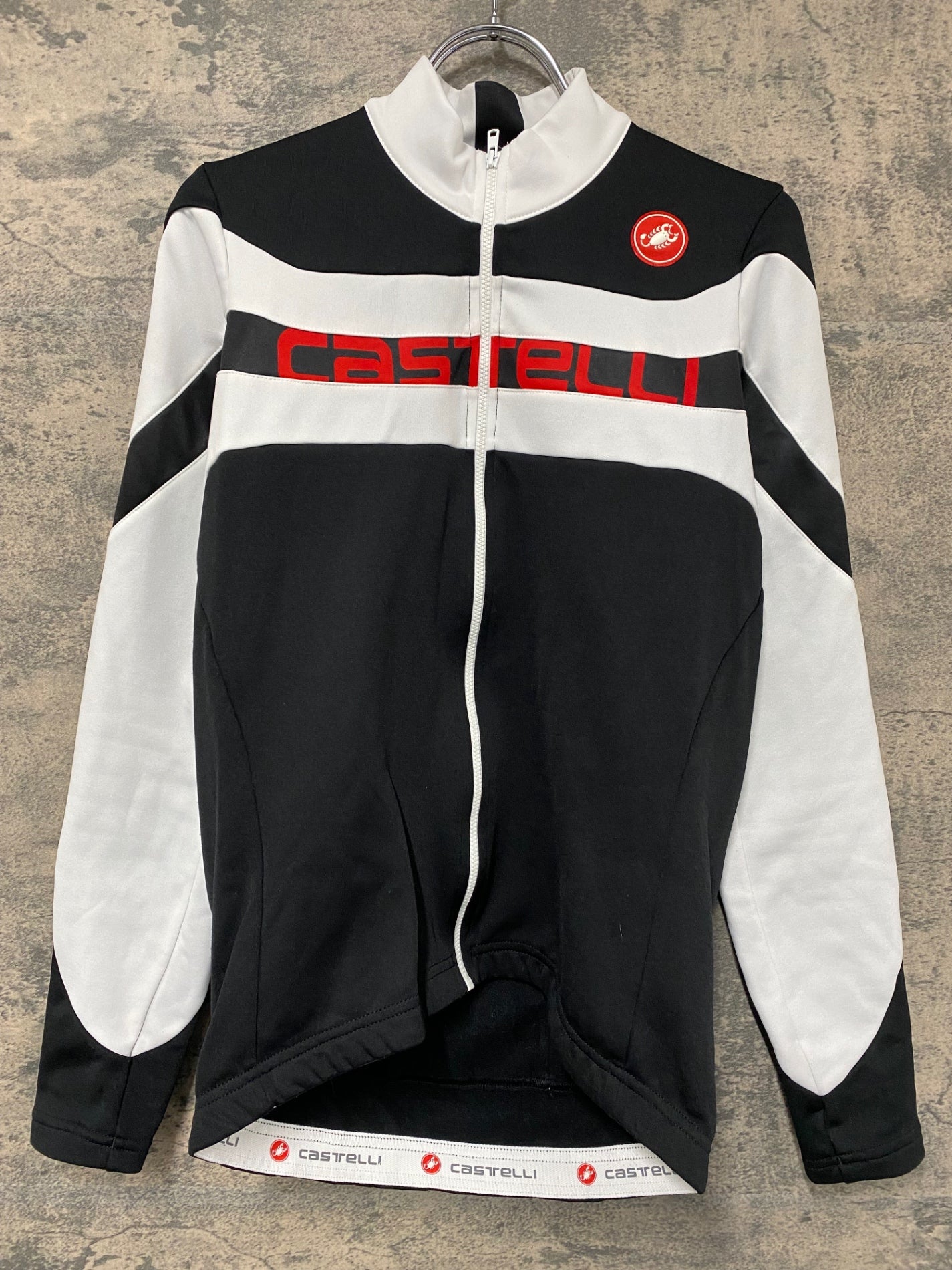 JA258 カステリ CASTELLI 長袖 サイクルジャージ 白 黒 M 裏起毛