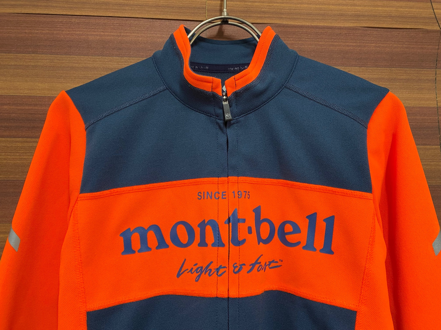 IP958 モンベル mont-bell 長袖 サイクルジャージ 紺 オレンジ S