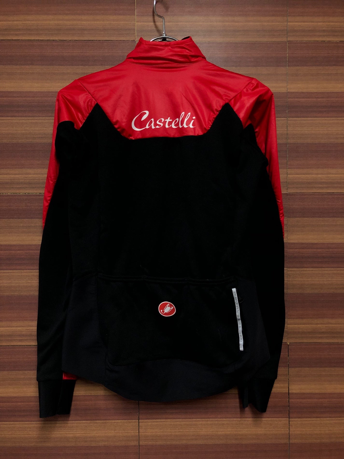 IJ196 カステリ CASTELLI ROSSO CORSA 長袖 サイクルジャケット 赤 黒 XS 裏起毛