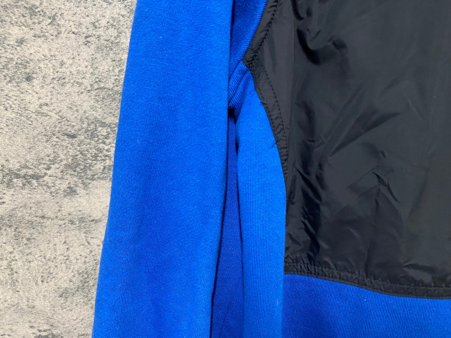 JB386 ケイデンス Cadence 長袖 サイクルジャケット 青 黒 S 裏起毛 ※脇下加工品のためジャンク