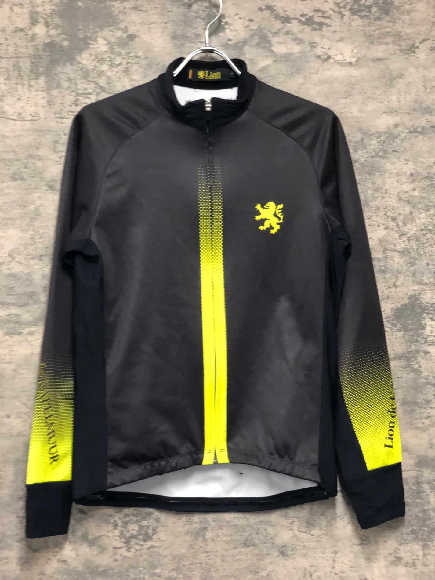 IZ098 リオンドカペルミュール Lion de KAPELMUUR 長袖 サイクルジャージ 裏起毛 黒 黄色 L