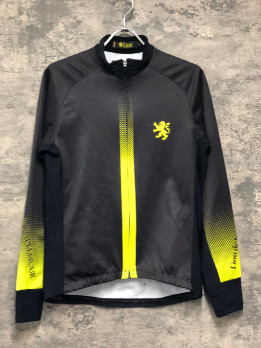 IZ098 リオンドカペルミュール Lion de KAPELMUUR 長袖 サイクルジャージ 裏起毛 黒 黄色 L