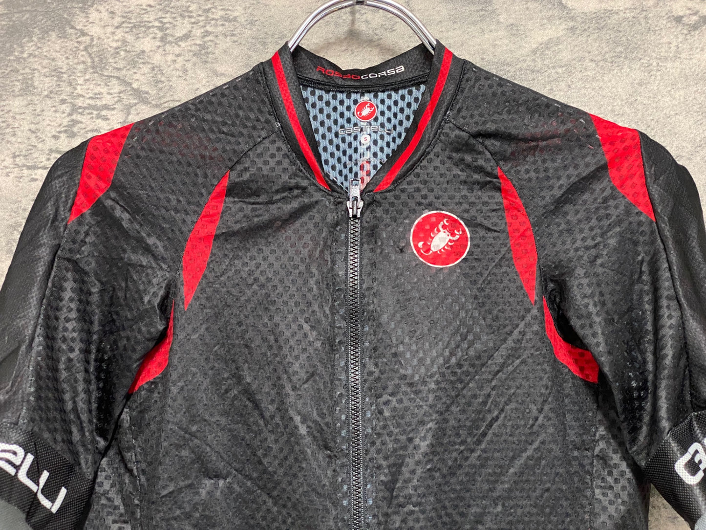 IZ472 カステリ CASTELLI ROSSOCORSA 半袖 サイクルジャージ 黒 赤 S