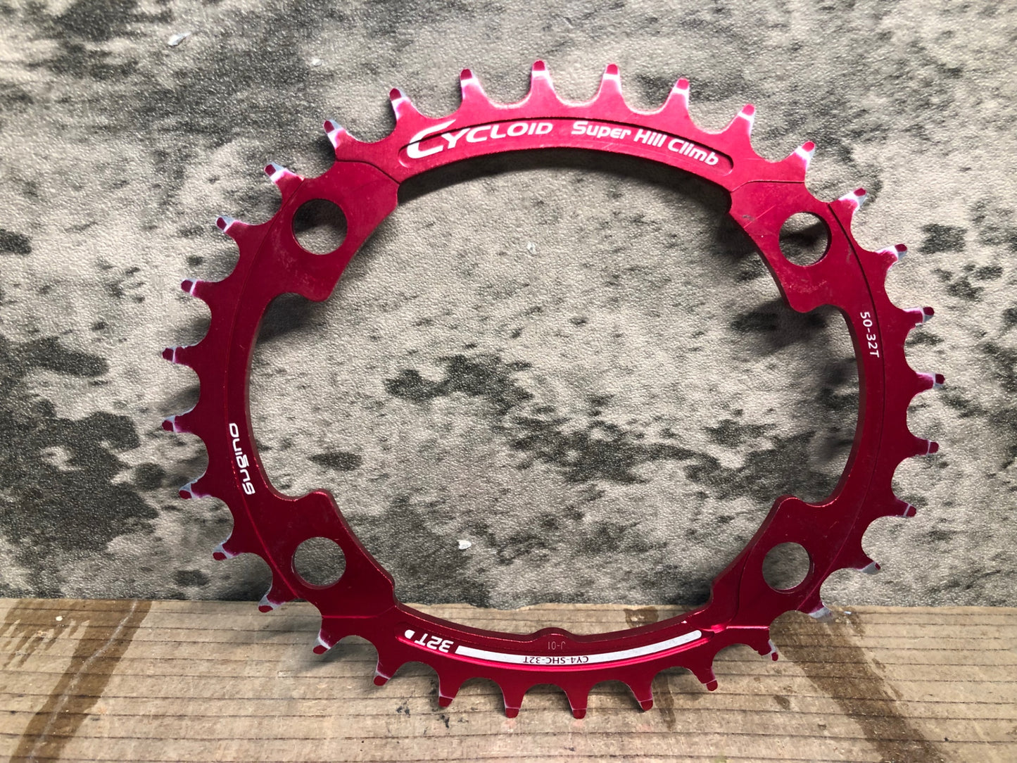 IY816 スギノ SUGINO サイクロイド CYCLOID Super Hill Climb CY4-SHC-32T インナー 楕円 チェーンリング 赤 32T