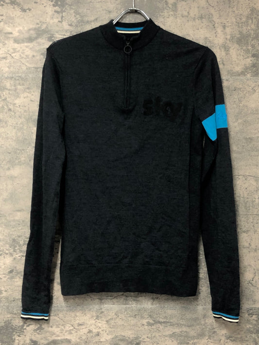 JC806 ラファ Rapha LONG SLEEVE MERINO JERSEY 長袖 サイクルジャージ 黒 S TEAM sky