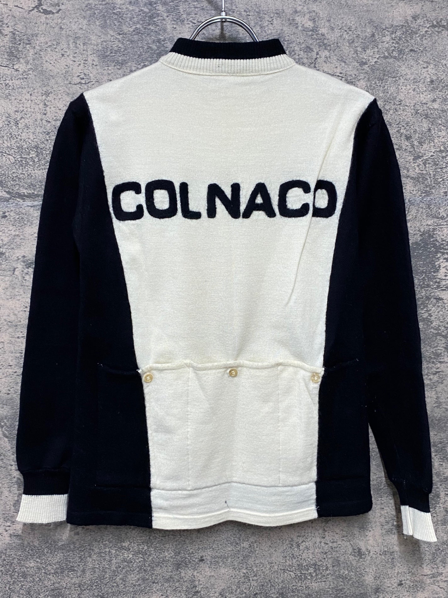 JA365 コルナゴ COLNAGO 長袖サイクルジャージ 2 白黒 毛玉あり ヴィンテージ