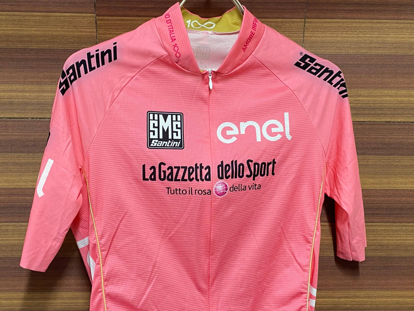 IT945 サンティーニ Santini 半袖 サイクルジャージ ハーフジップ Giro d'Italia ピンク L